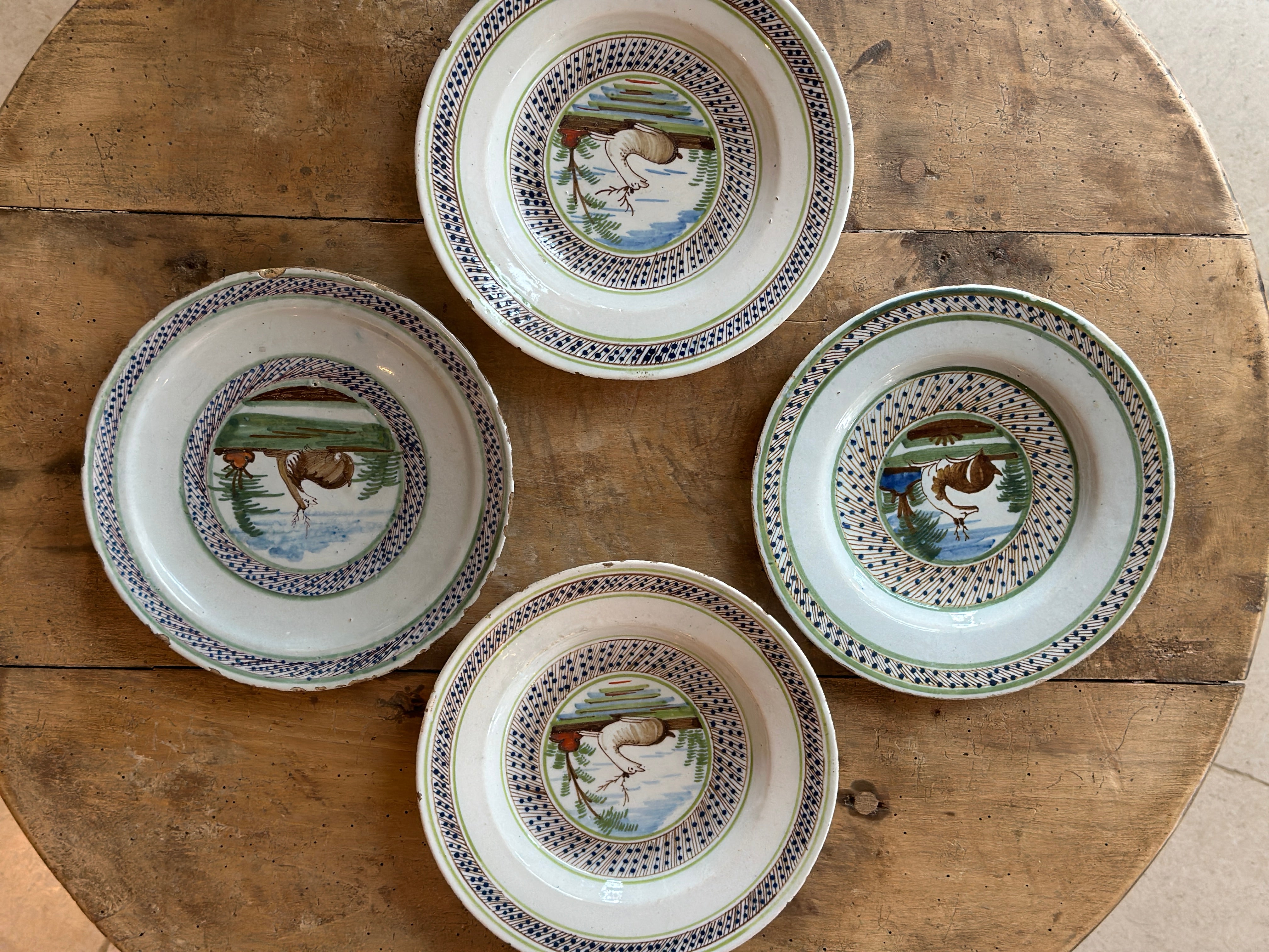 Set of 4 C18th Polychrome Delft Plate