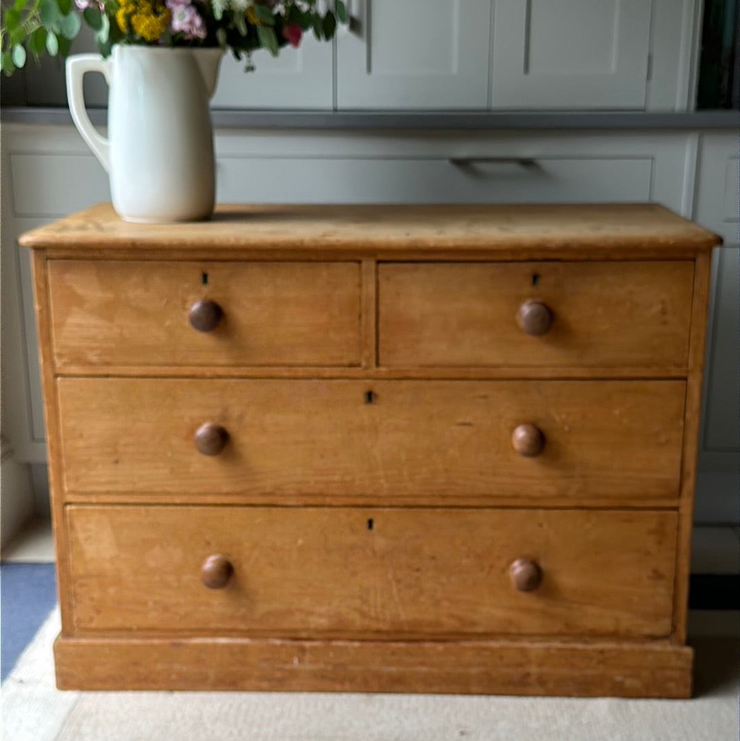 Low Waisted Pine Chest of Drawers