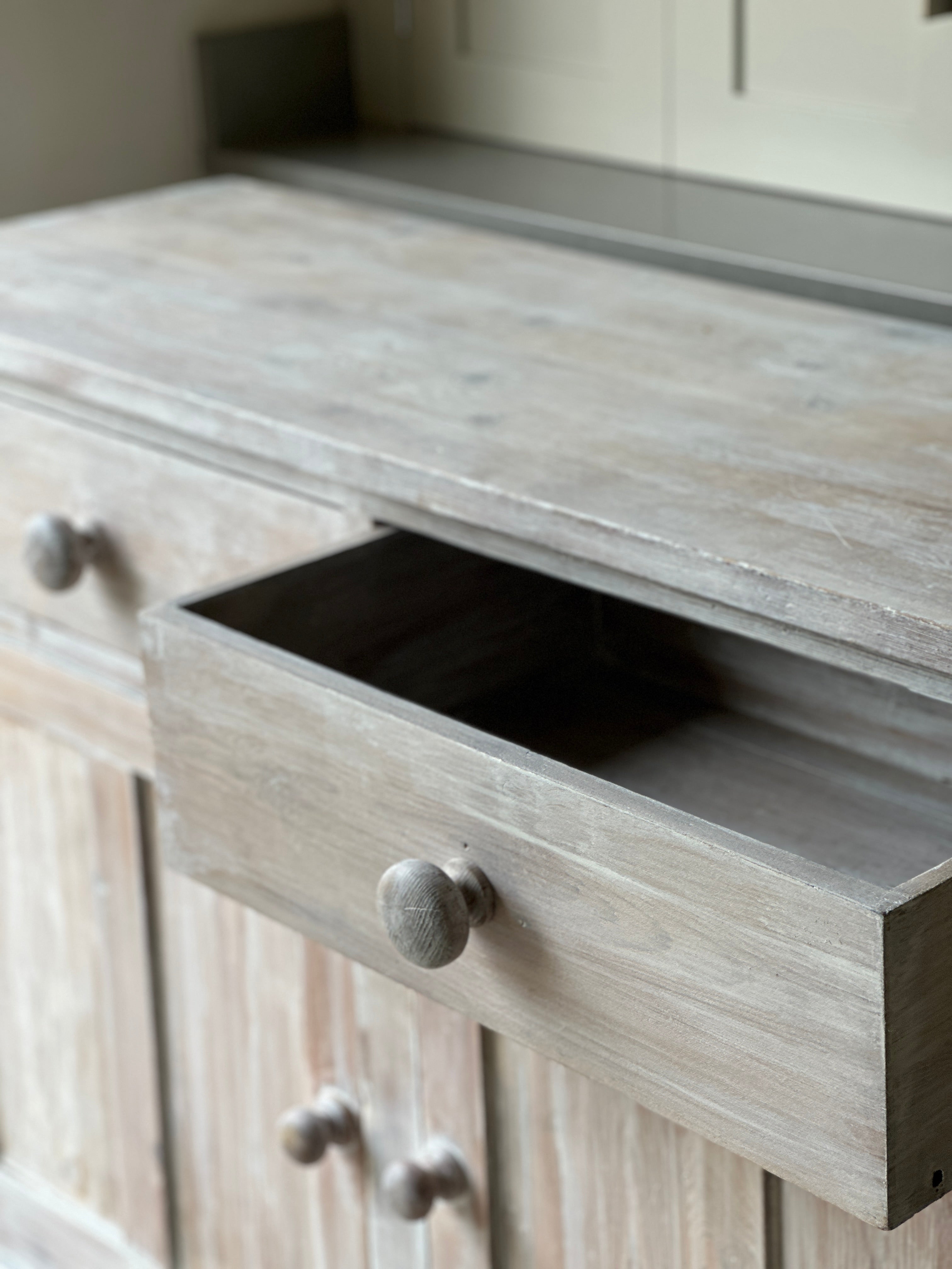 Large Lime Washed Pine Dresser Base