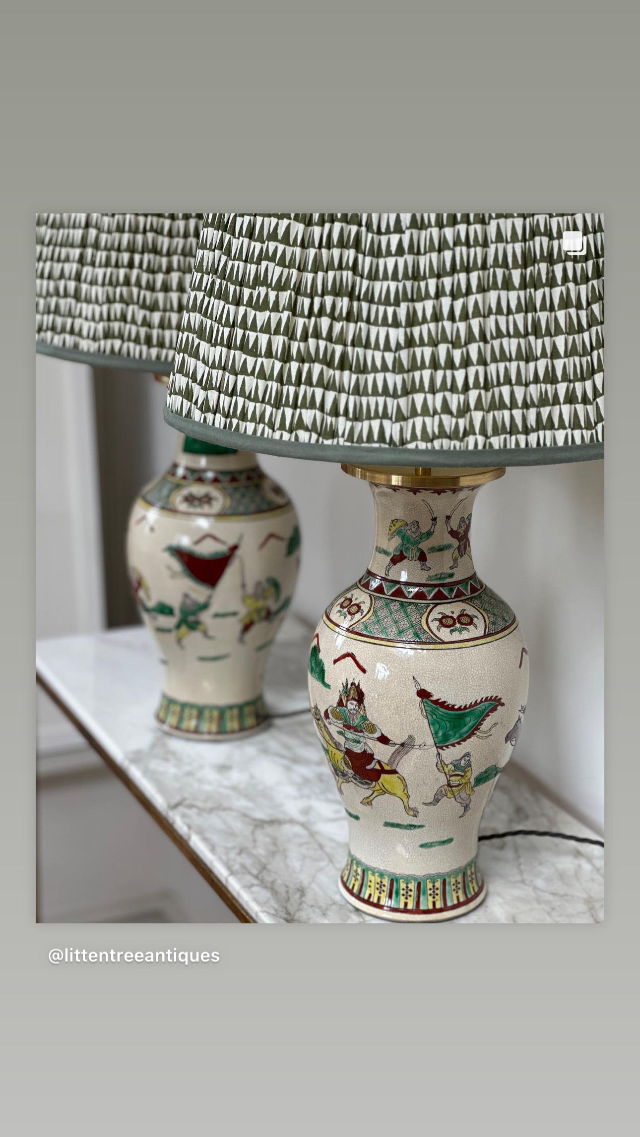 Pair of Polychrome Chinese Vases Converted to Table Lamps