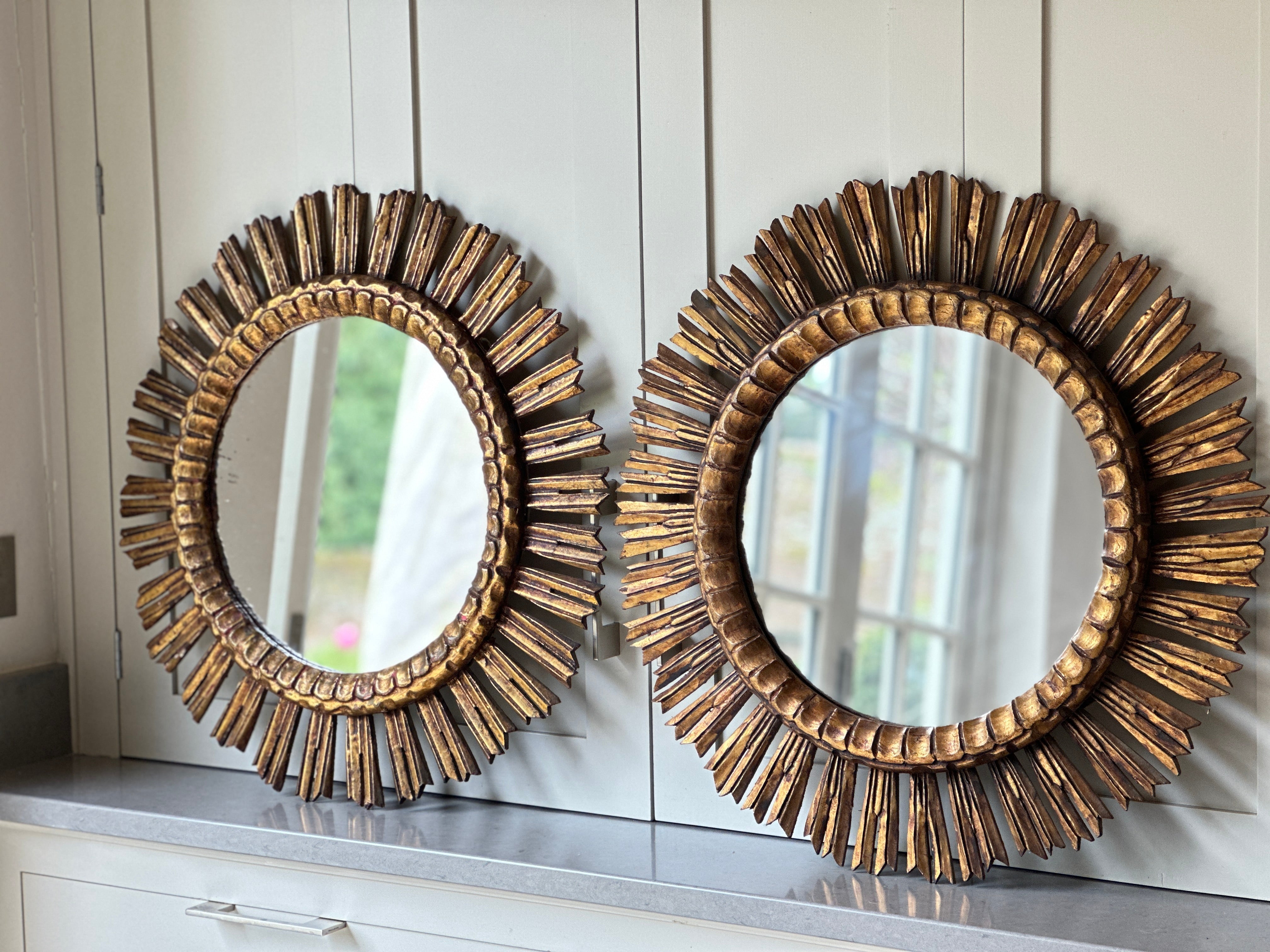 Pair of Gilt Starburst Mirror