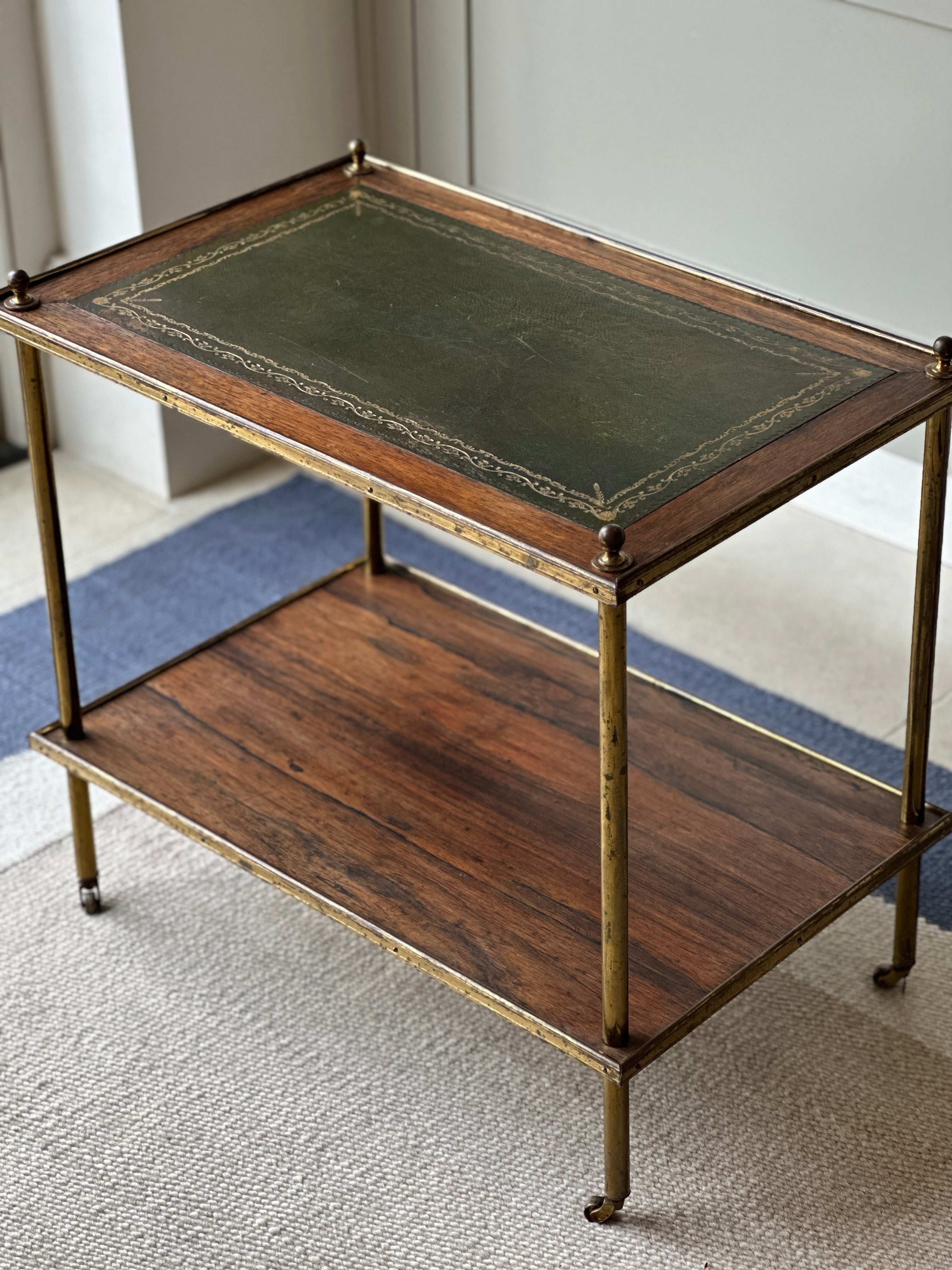 Stunning Brass & Rosewood Brass Etagere