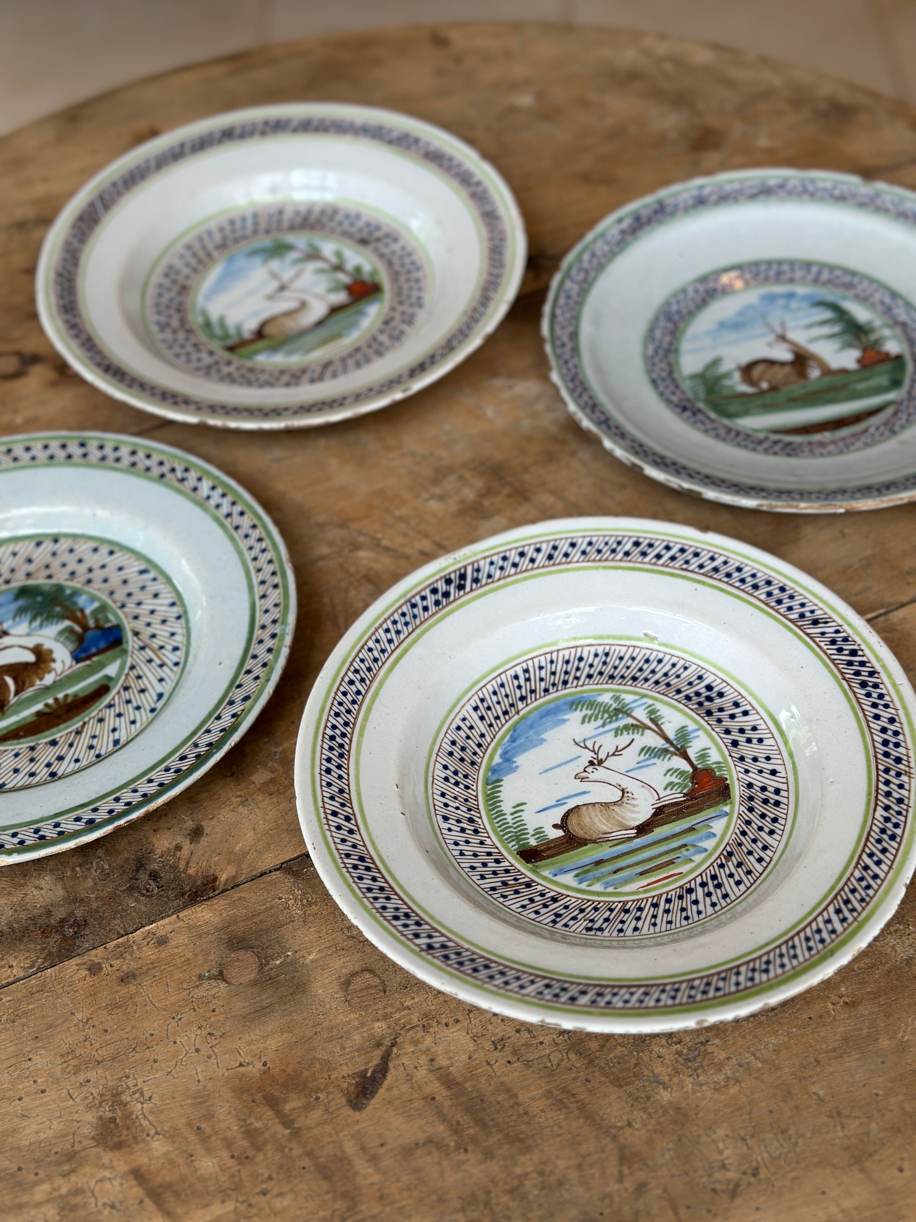 Set of 4 C18th Polychrome Delft Plate