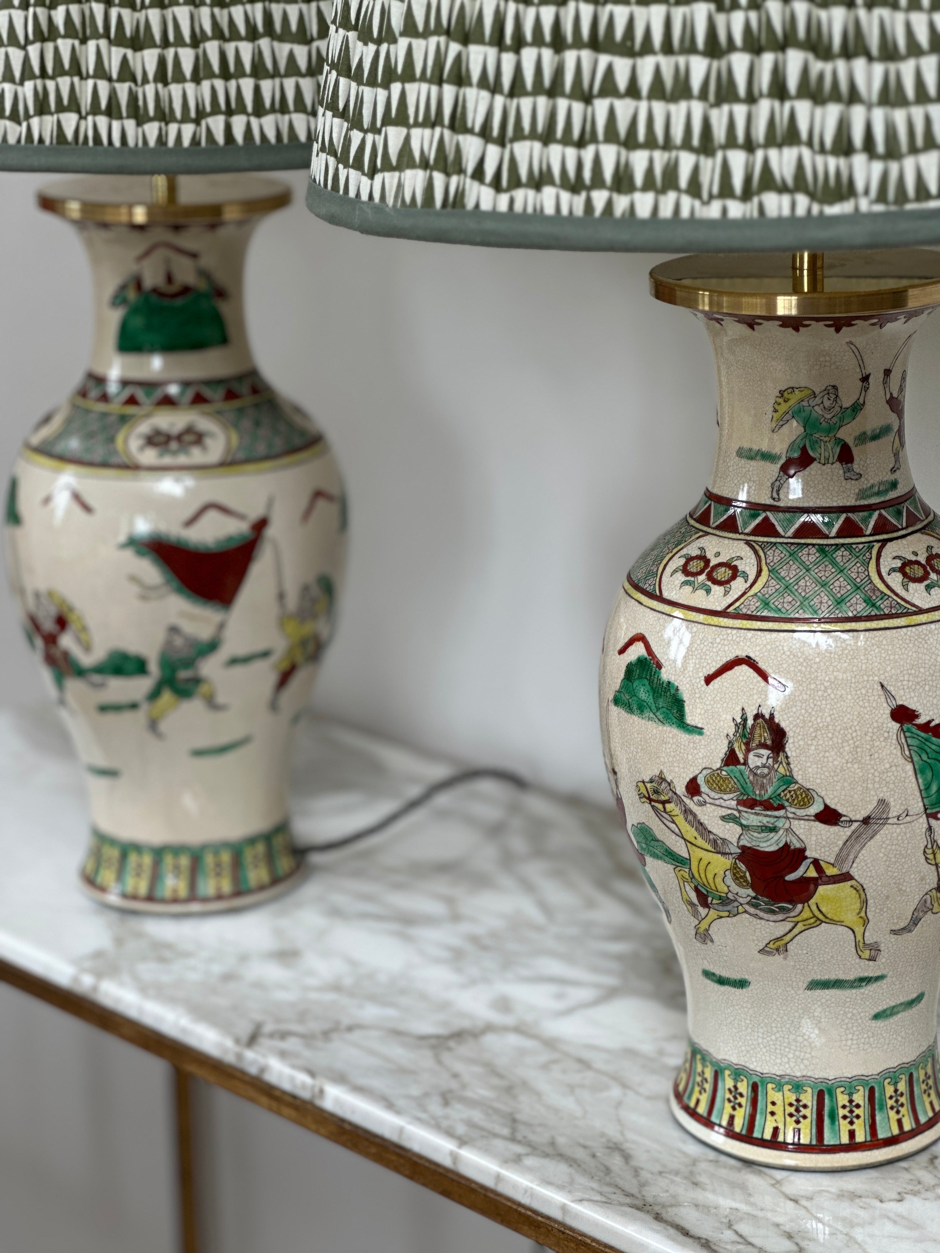 Pair of Polychrome Chinese Vases Converted to Table Lamps