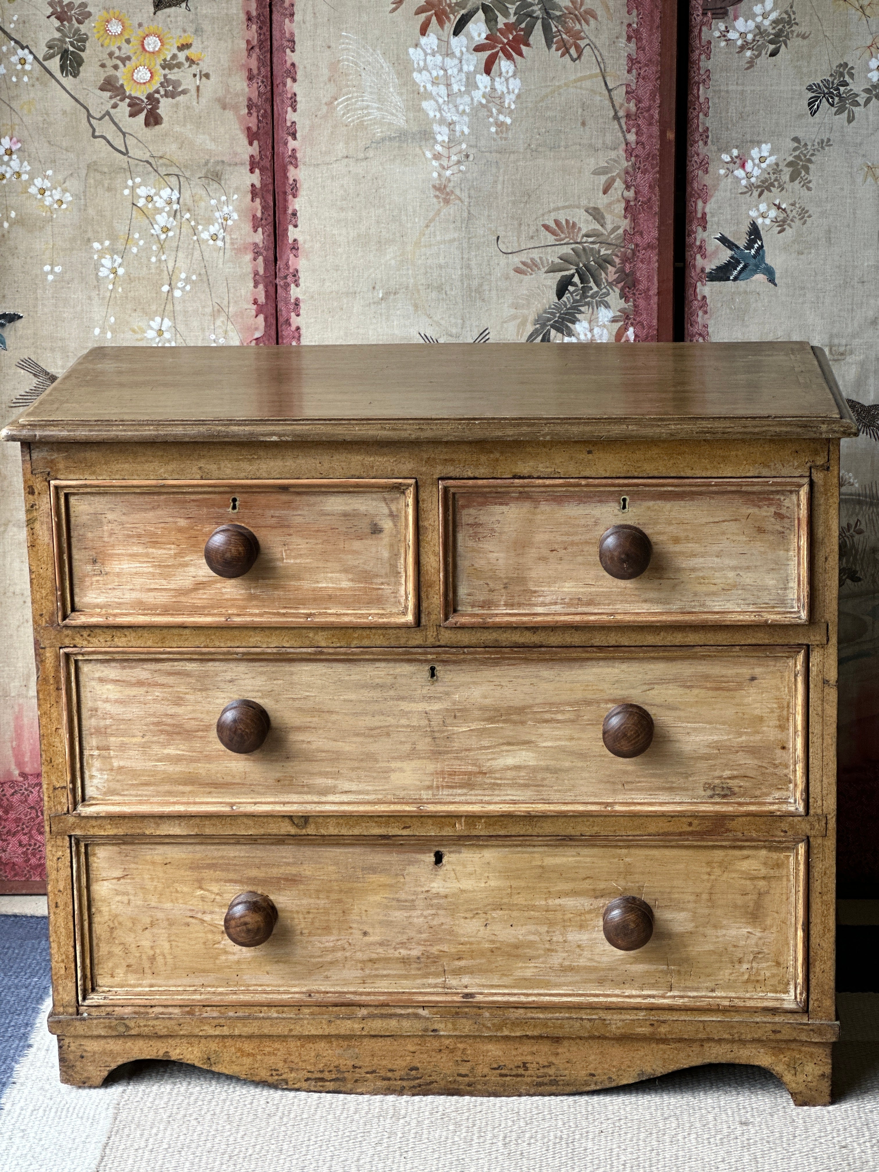 Charming Ochre Glazed Small Pine chest of drawers