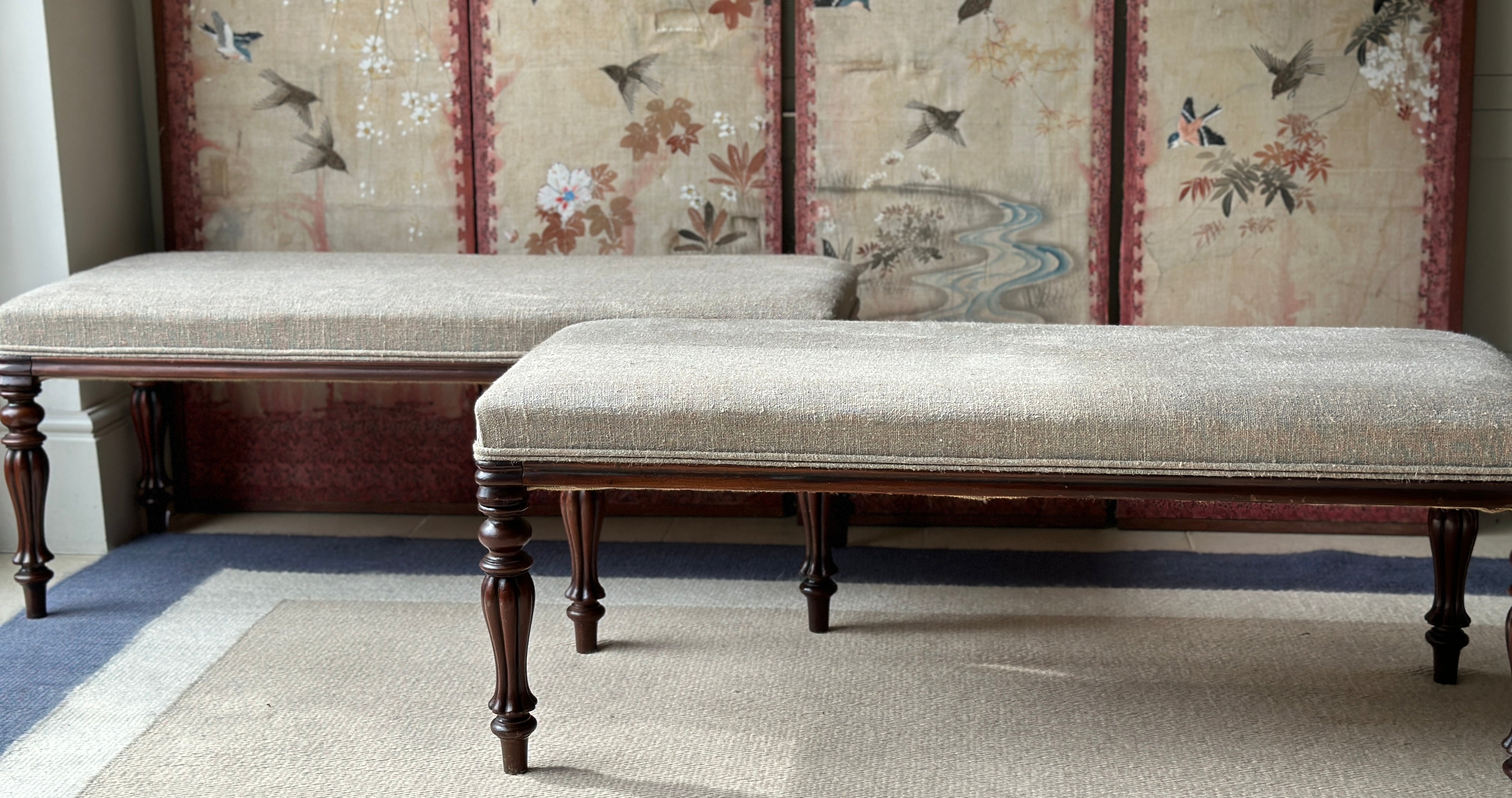 Pair of Large Upholstered Hall Bench’s