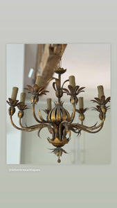 Beautiful Spanish Giltwork Metal Chandelier with 7 Arms