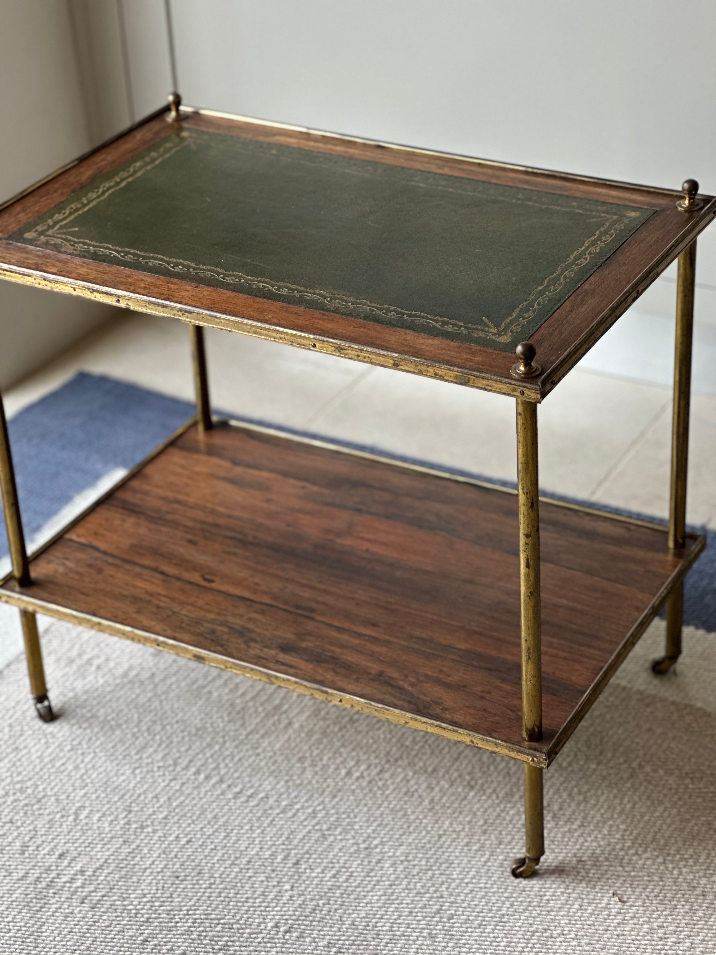 Stunning Brass & Rosewood Brass Etagere