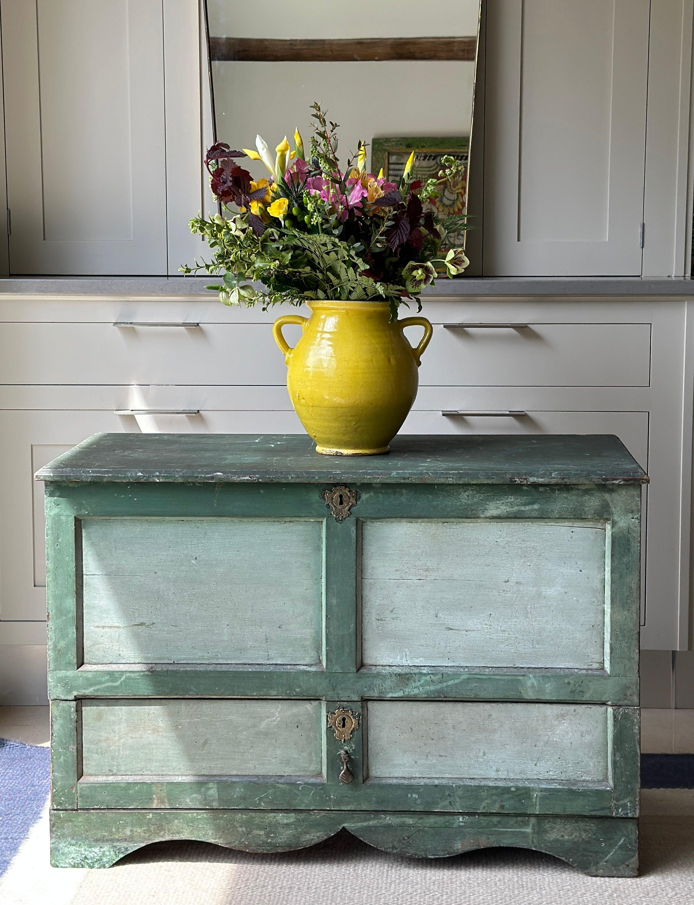 Charming 19th Century Painted Mule Chest