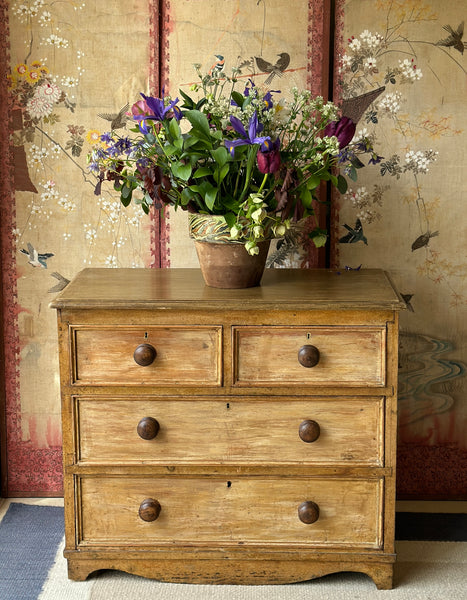 Charming Ochre Glazed Small Pine chest of drawers