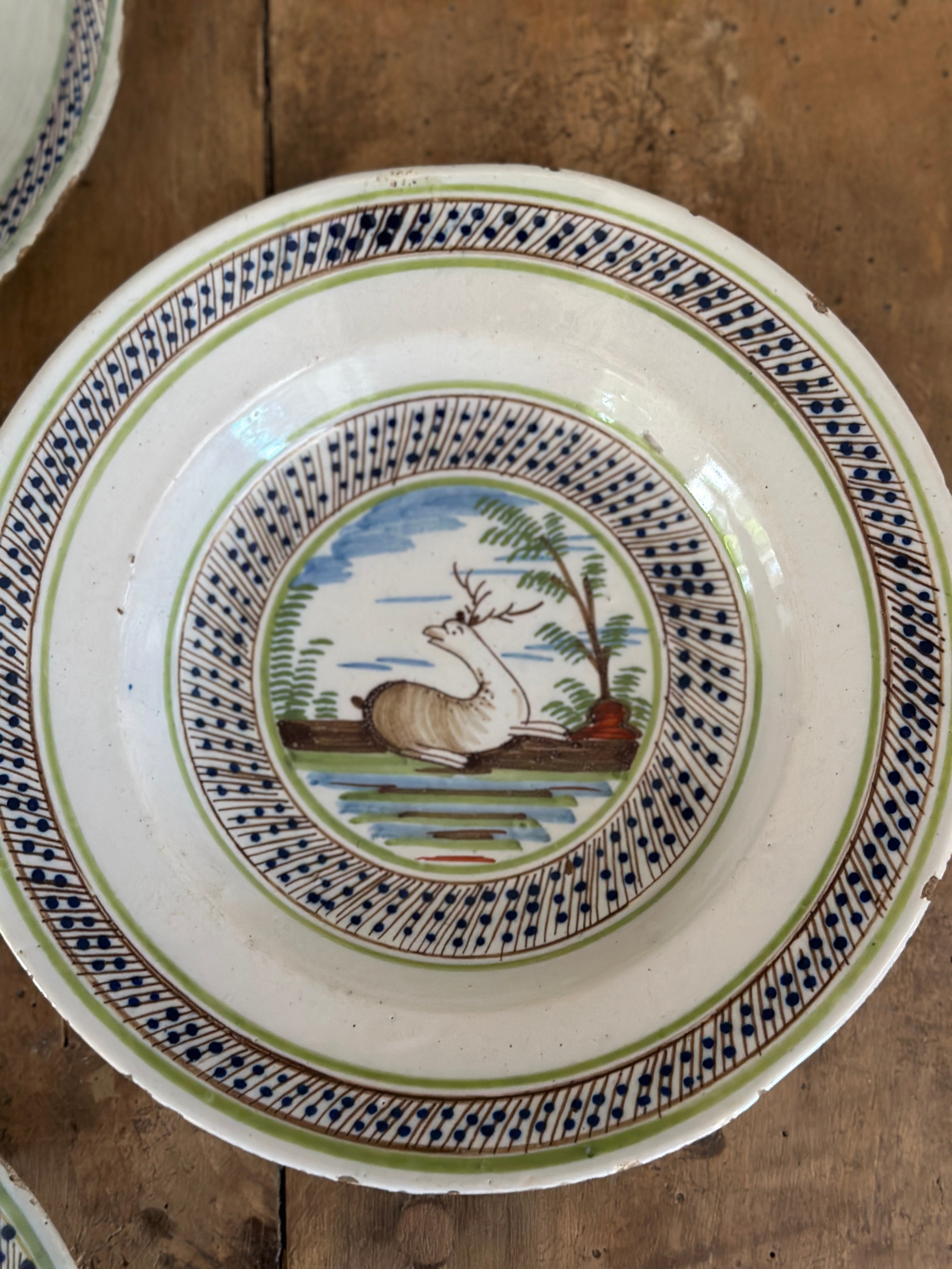 Set of 4 C18th Polychrome Delft Plate