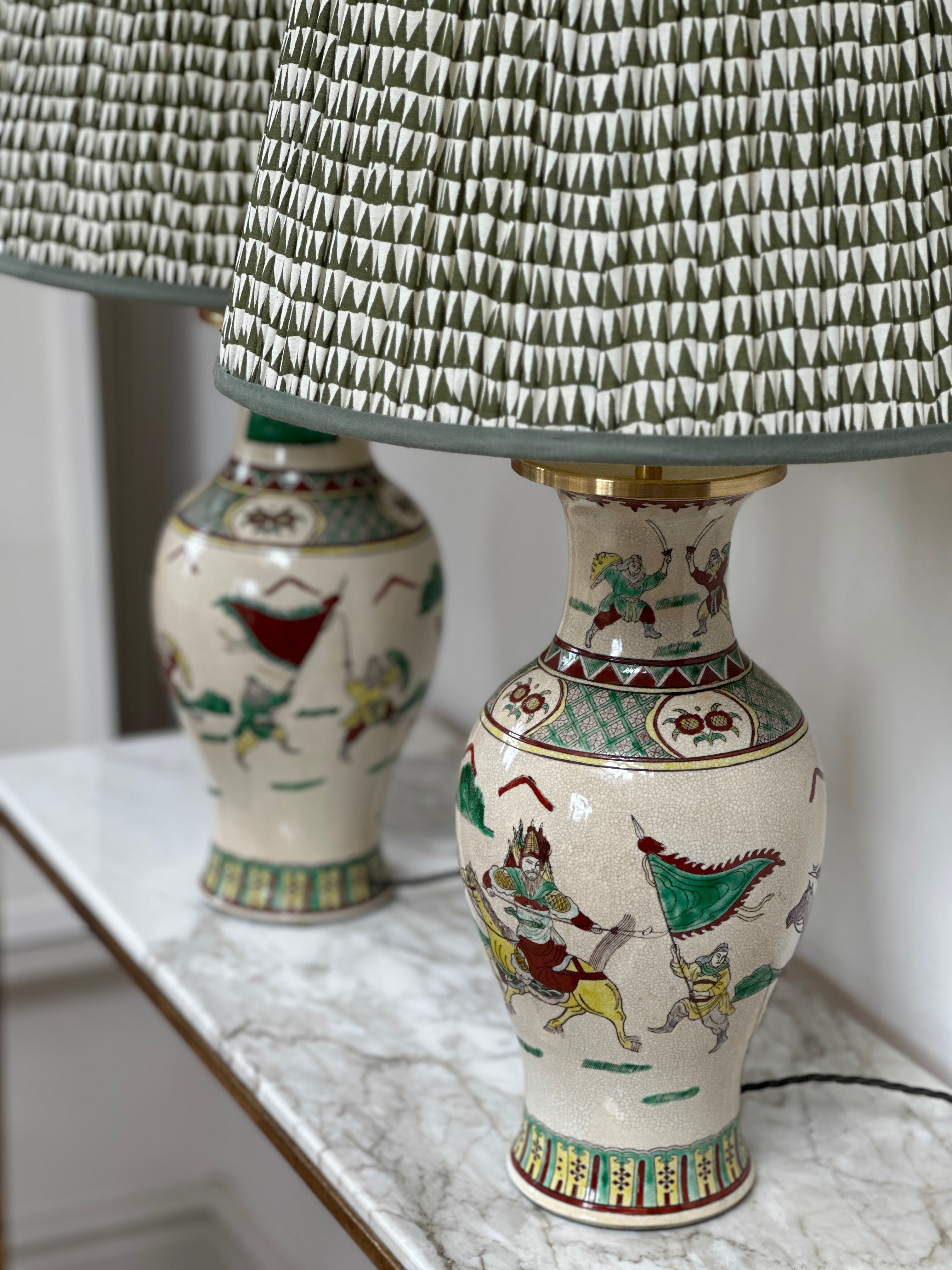 Pair of Polychrome Chinese Vases Converted to Table Lamps