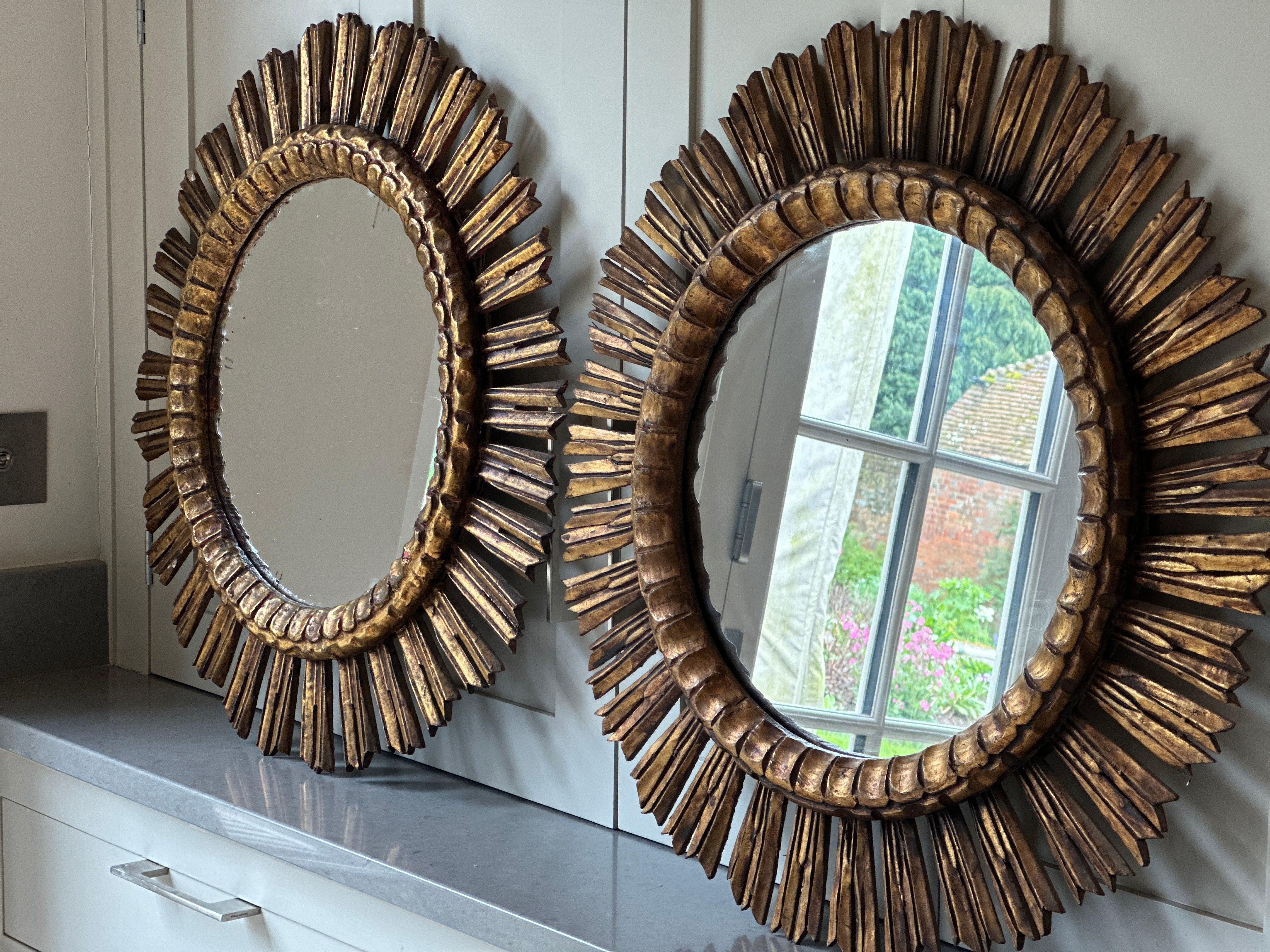 Pair of Gilt Starburst Mirror