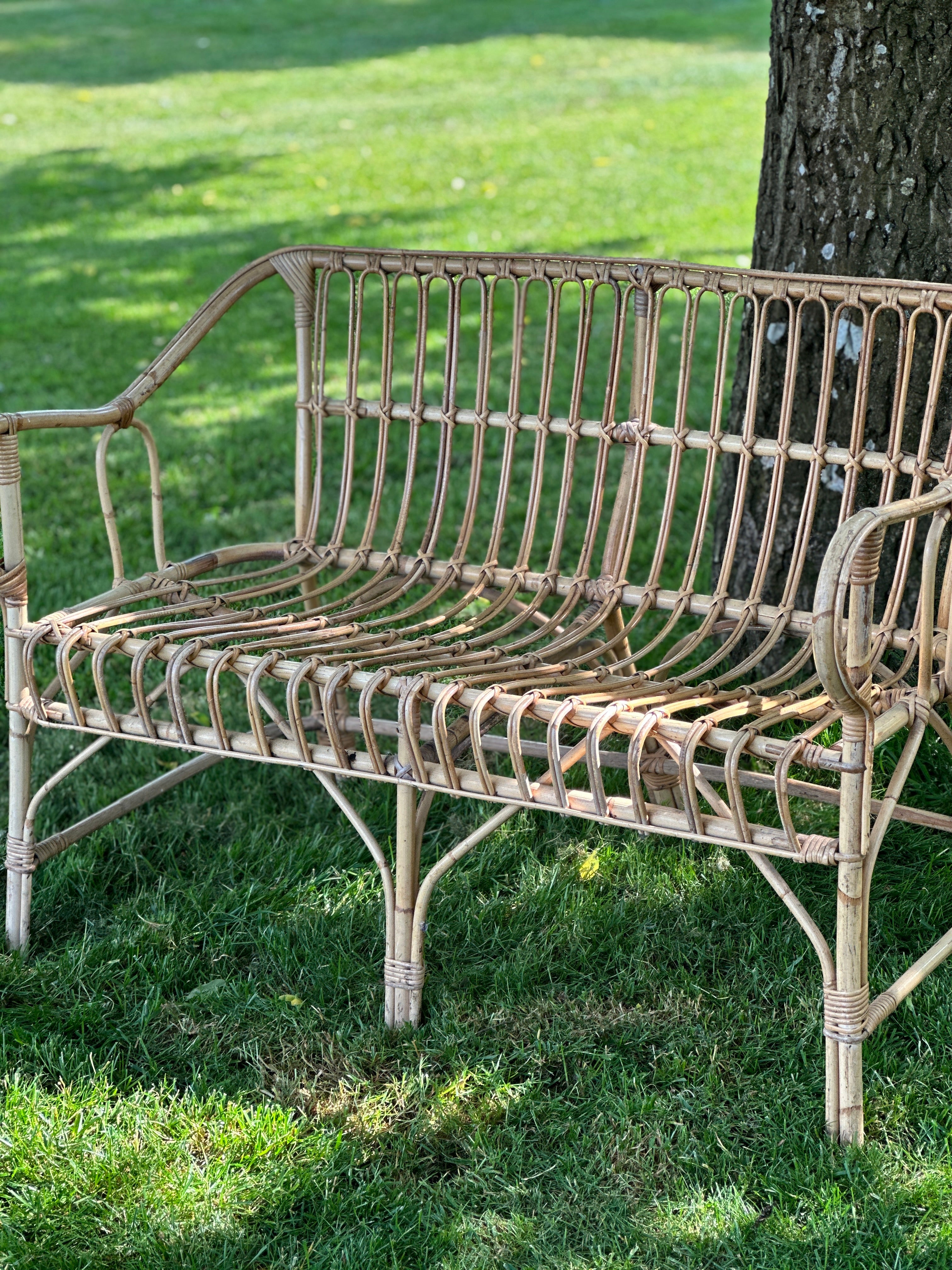 Gorgeous Cane Loveseat in manner of Franco Albini