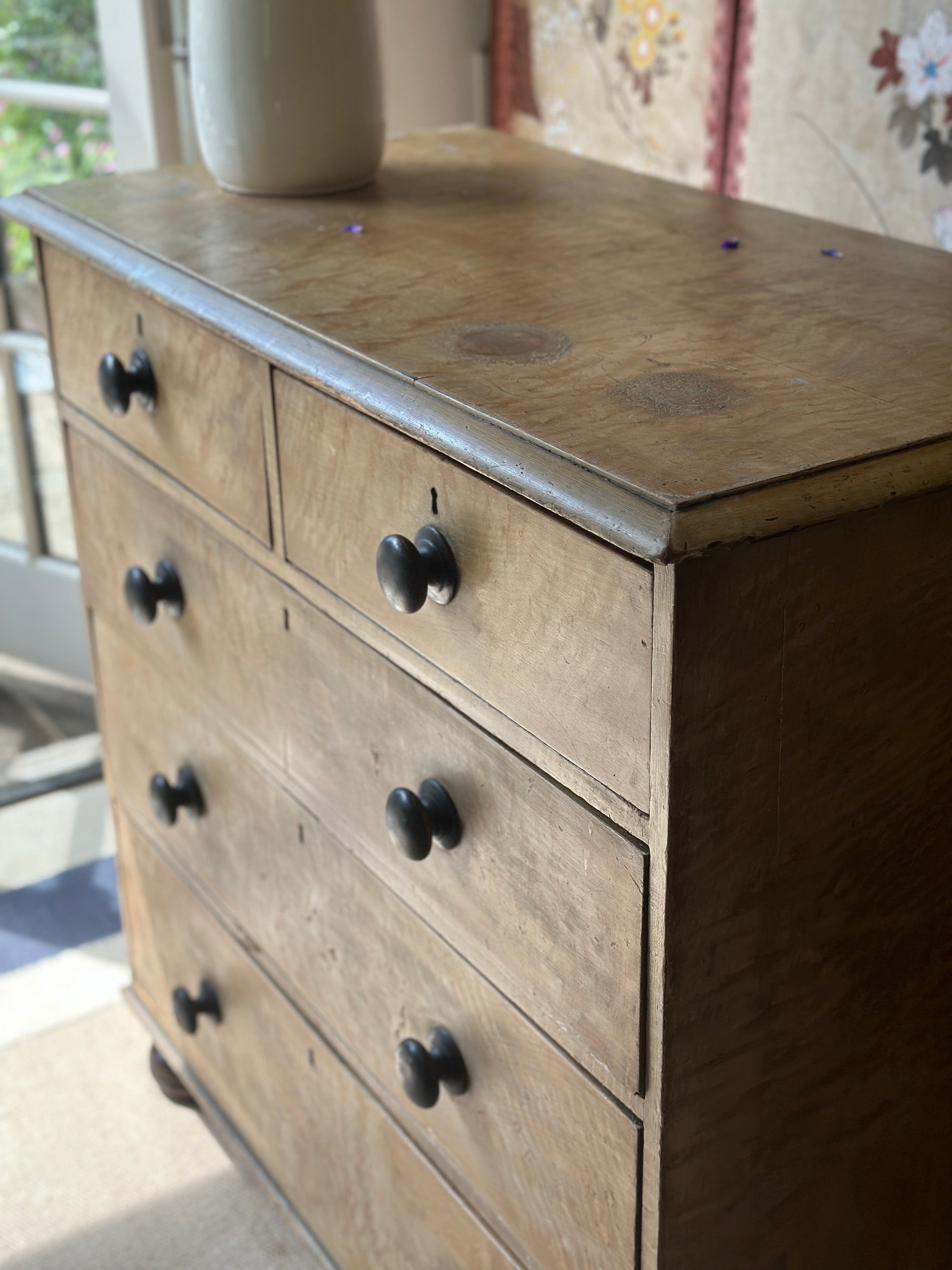 A Charming Ochre Glazed Pine Chest of Drawers