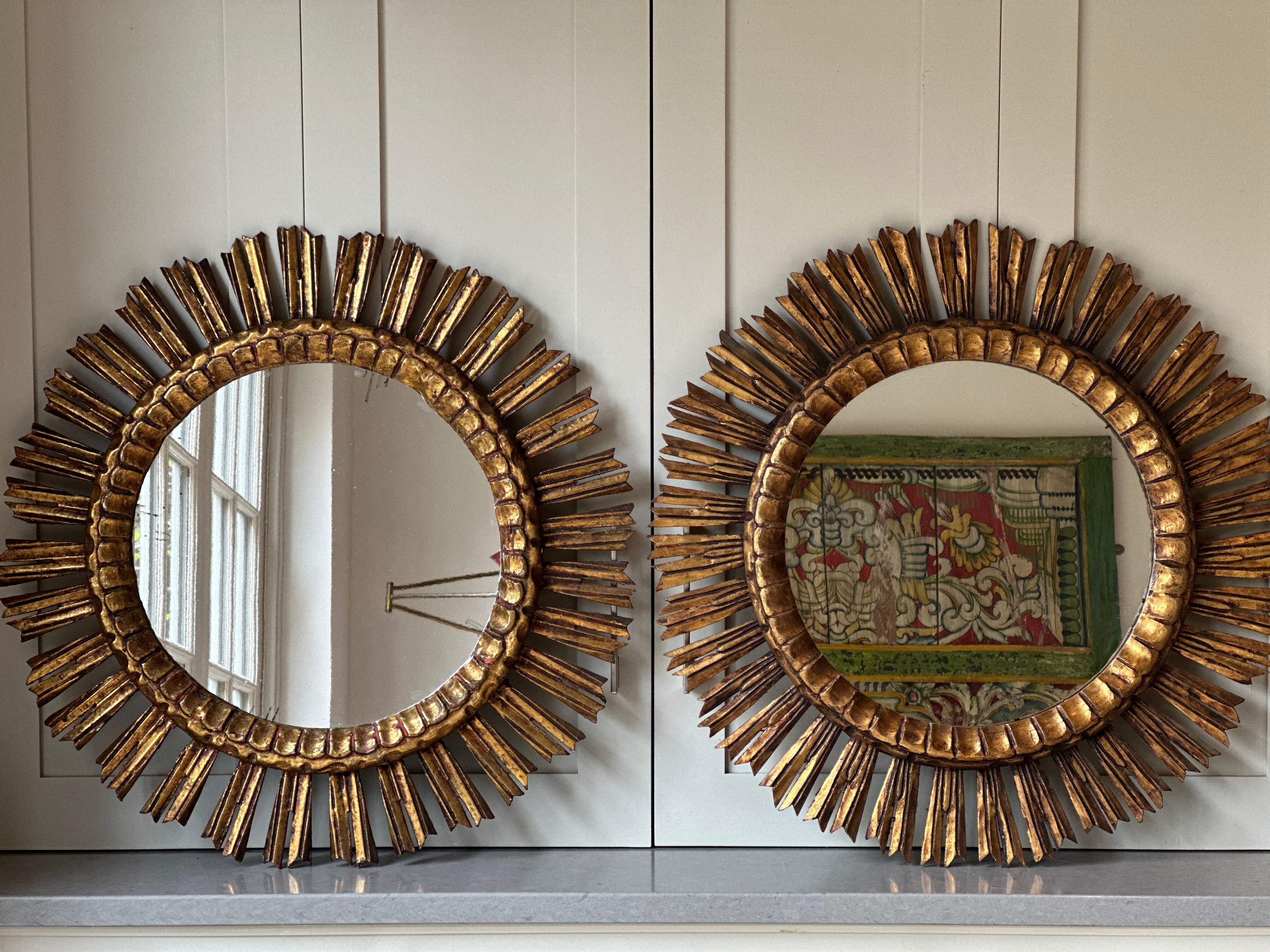 Pair of Gilt Starburst Mirror