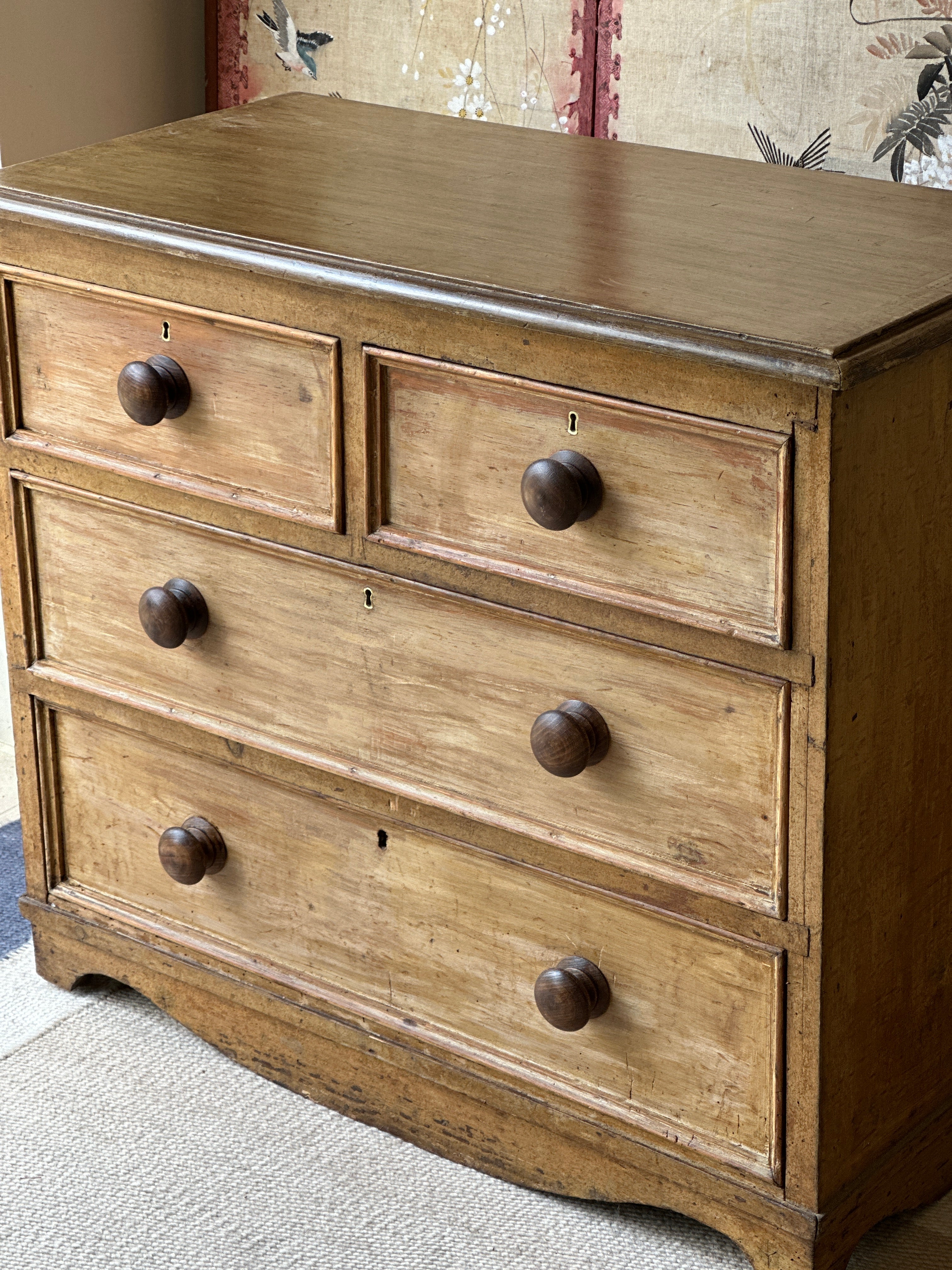 Charming Ochre Glazed Small Pine chest of drawers