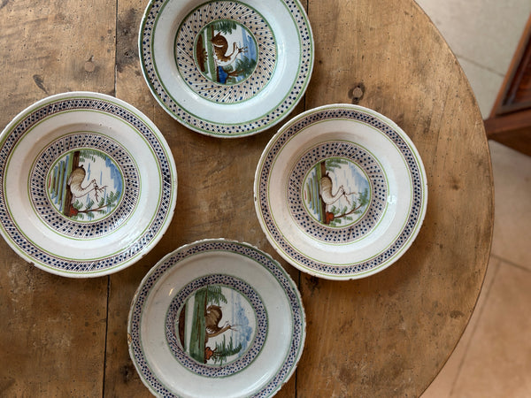 Set of 4 C18th Polychrome Delft Plate