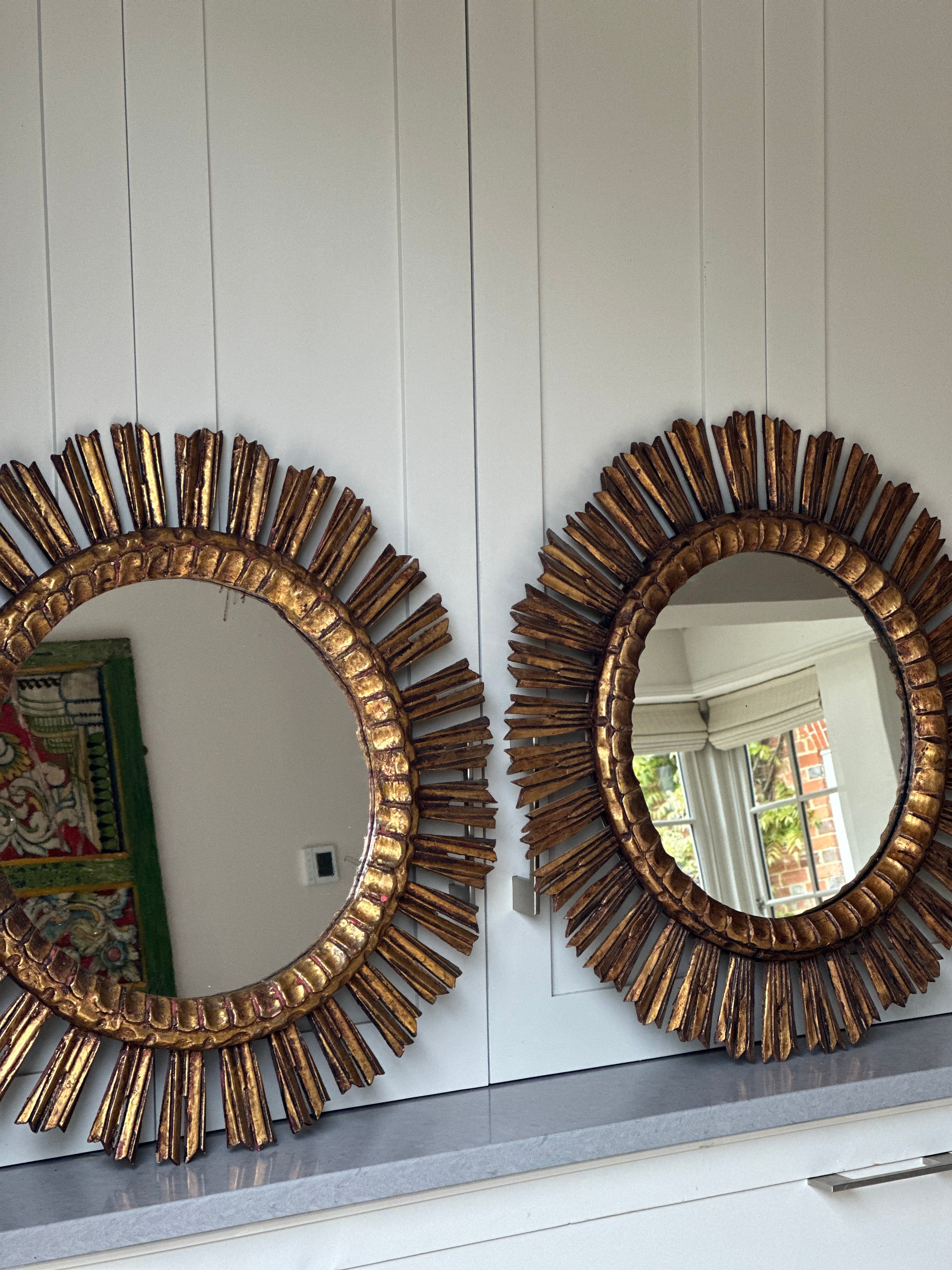 Pair of Gilt Starburst Mirror