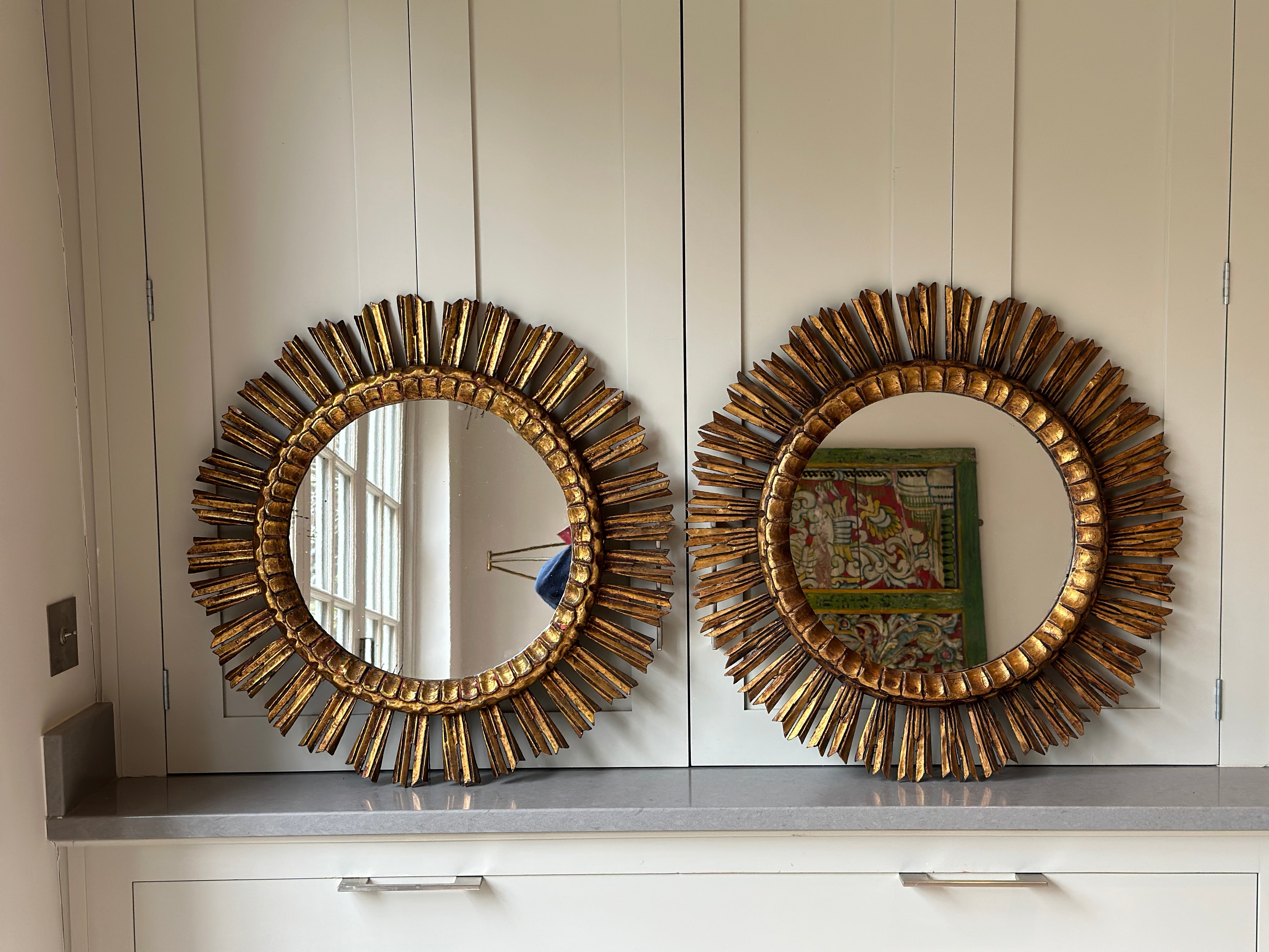 Pair of Gilt Starburst Mirror