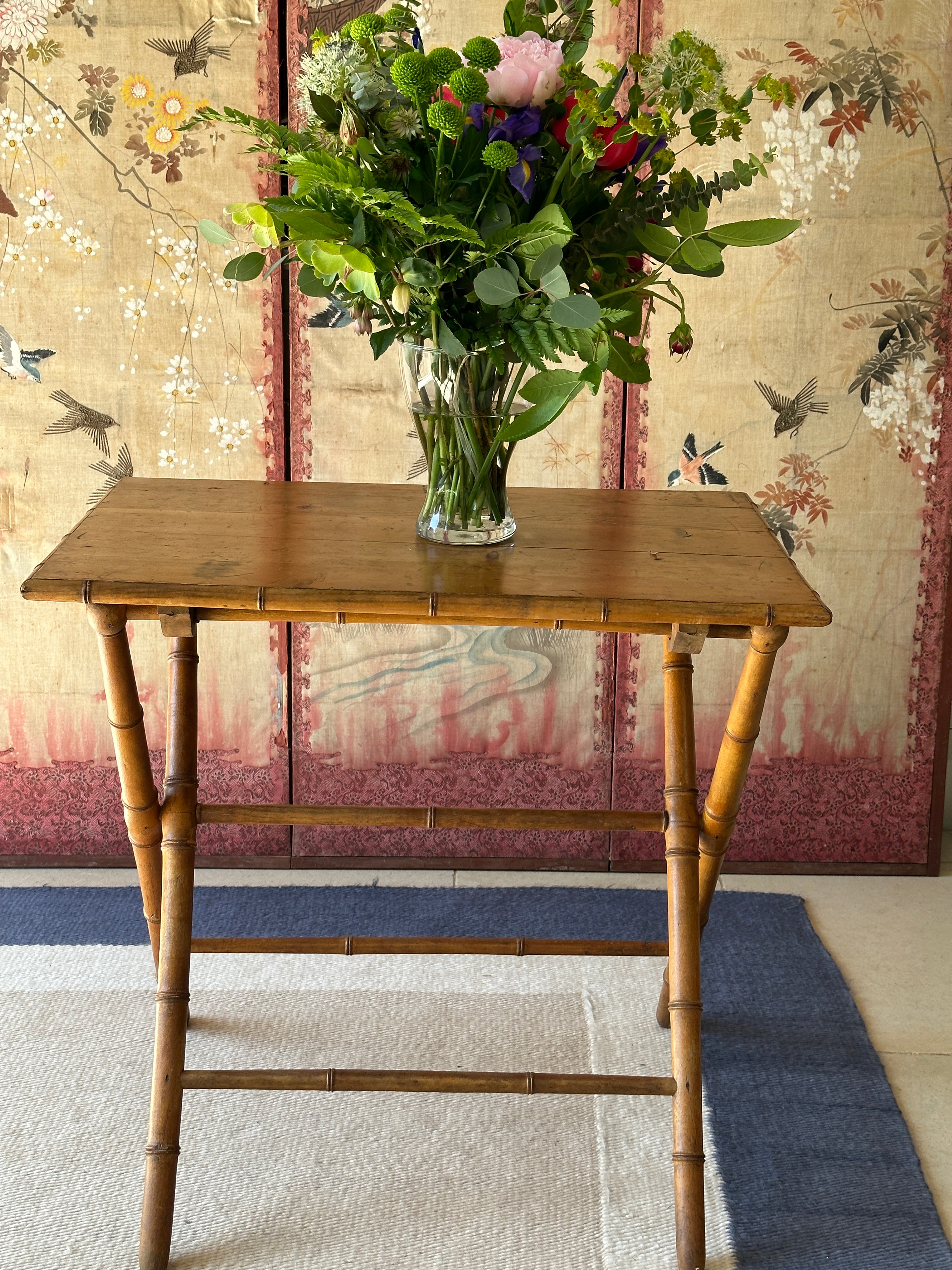 Lovely Folding Campaign Table with Simulated Bamboo Legs