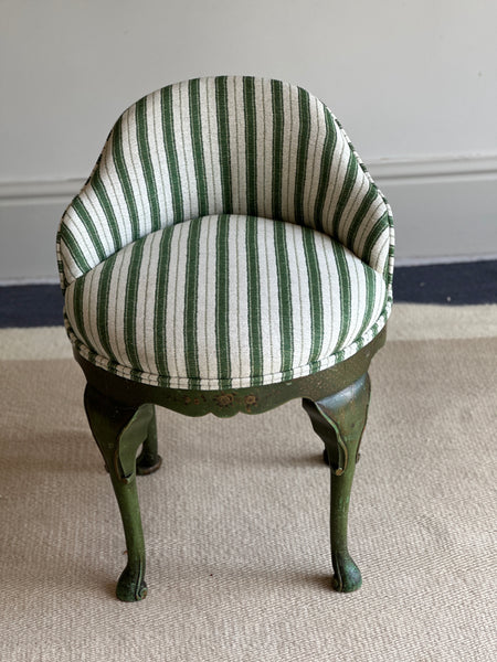 Small Chinoiserie Green Dressing Table Chair