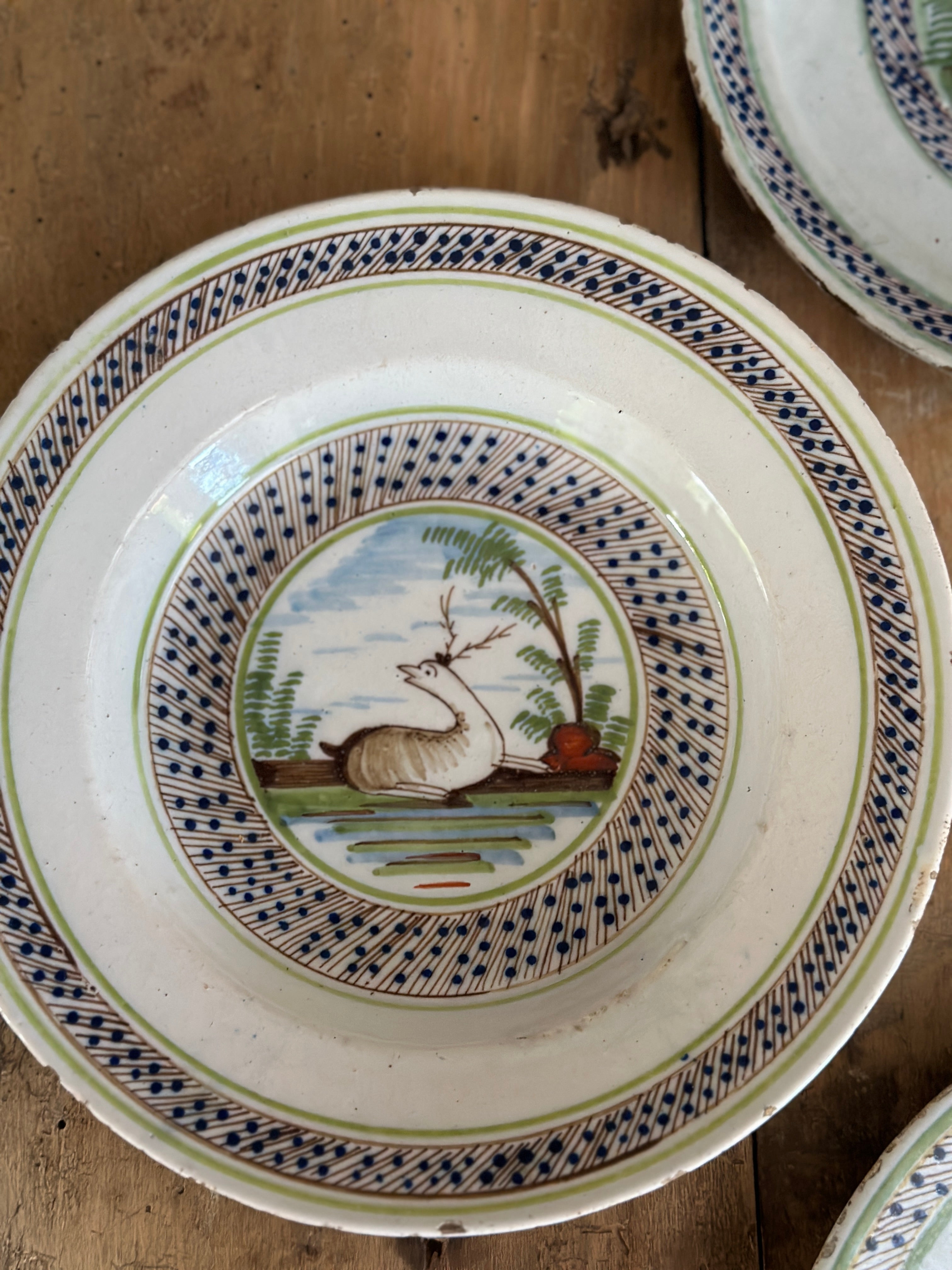 Set of 4 C18th Polychrome Delft Plate