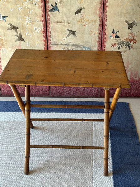 Lovely Folding Campaign Table with Simulated Bamboo Legs