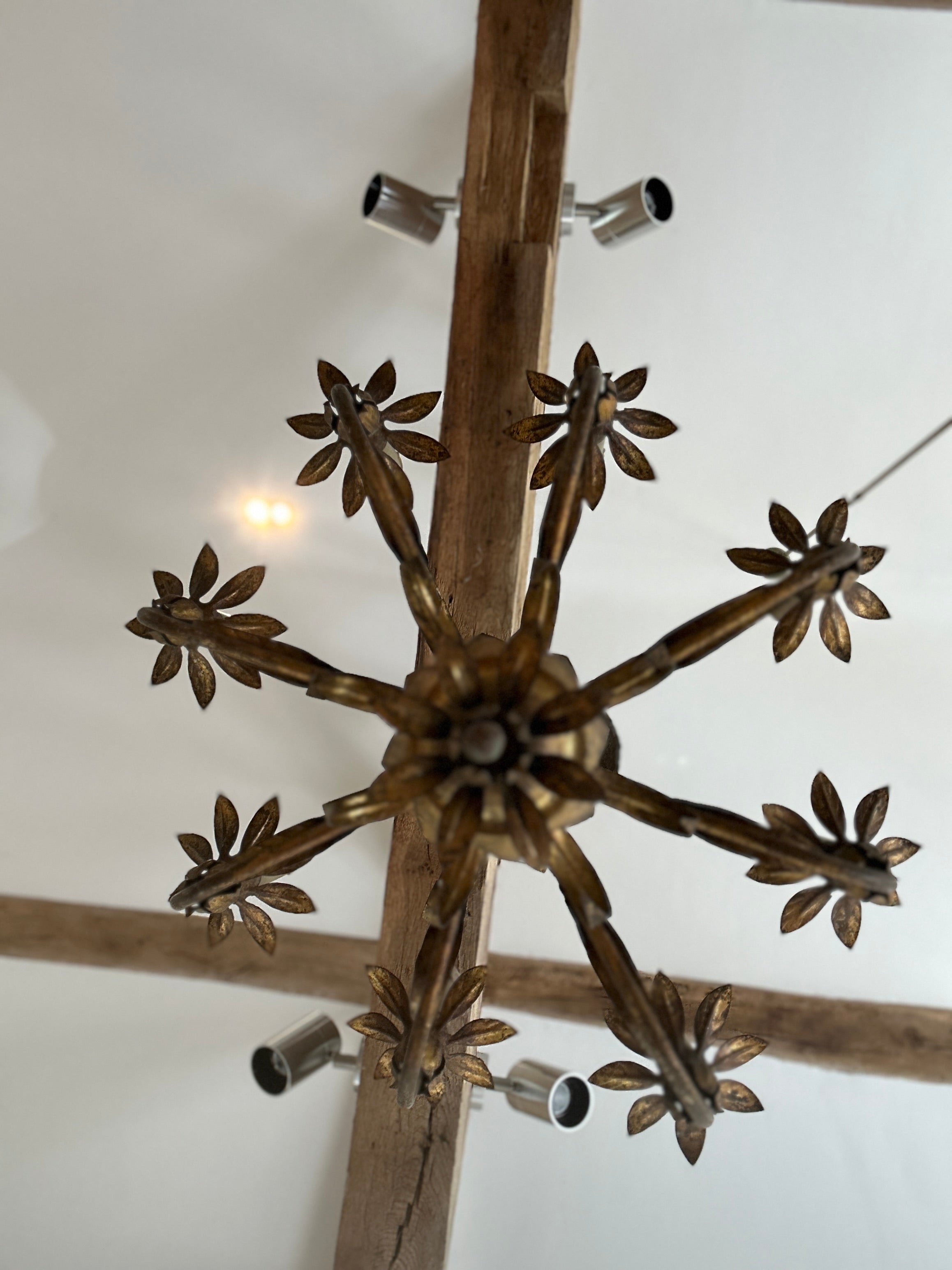 Beautiful Spanish Giltwork Metal Chandelier with 7 Arms