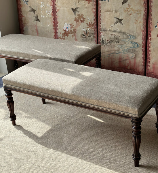 Pair of Large Upholstered Hall Bench’s