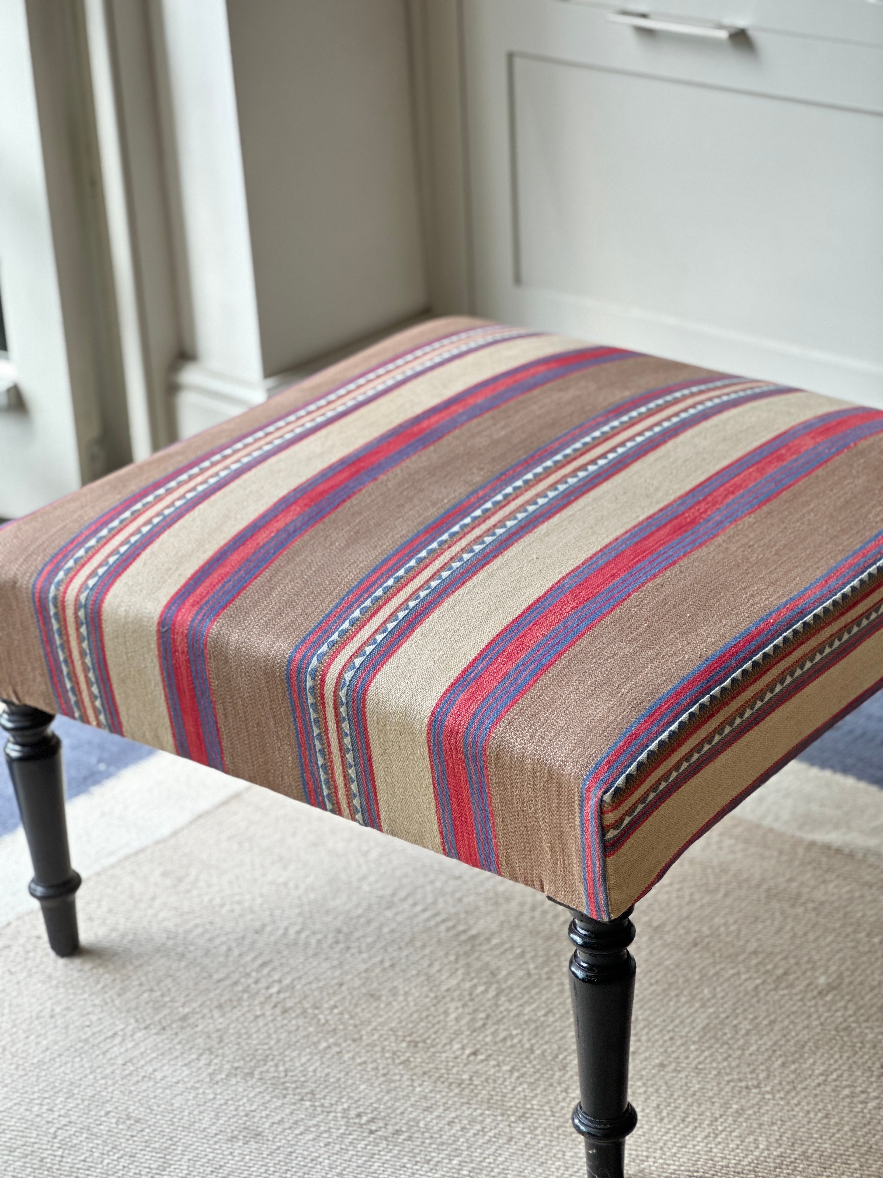 Charming C19th French Footstool in Andrew Martin