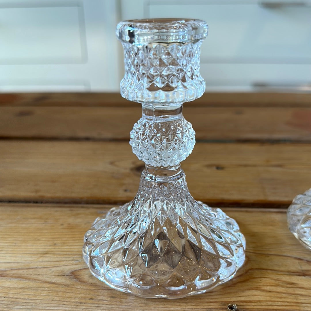 Charming Pair of Vintage Glass Candlesticks