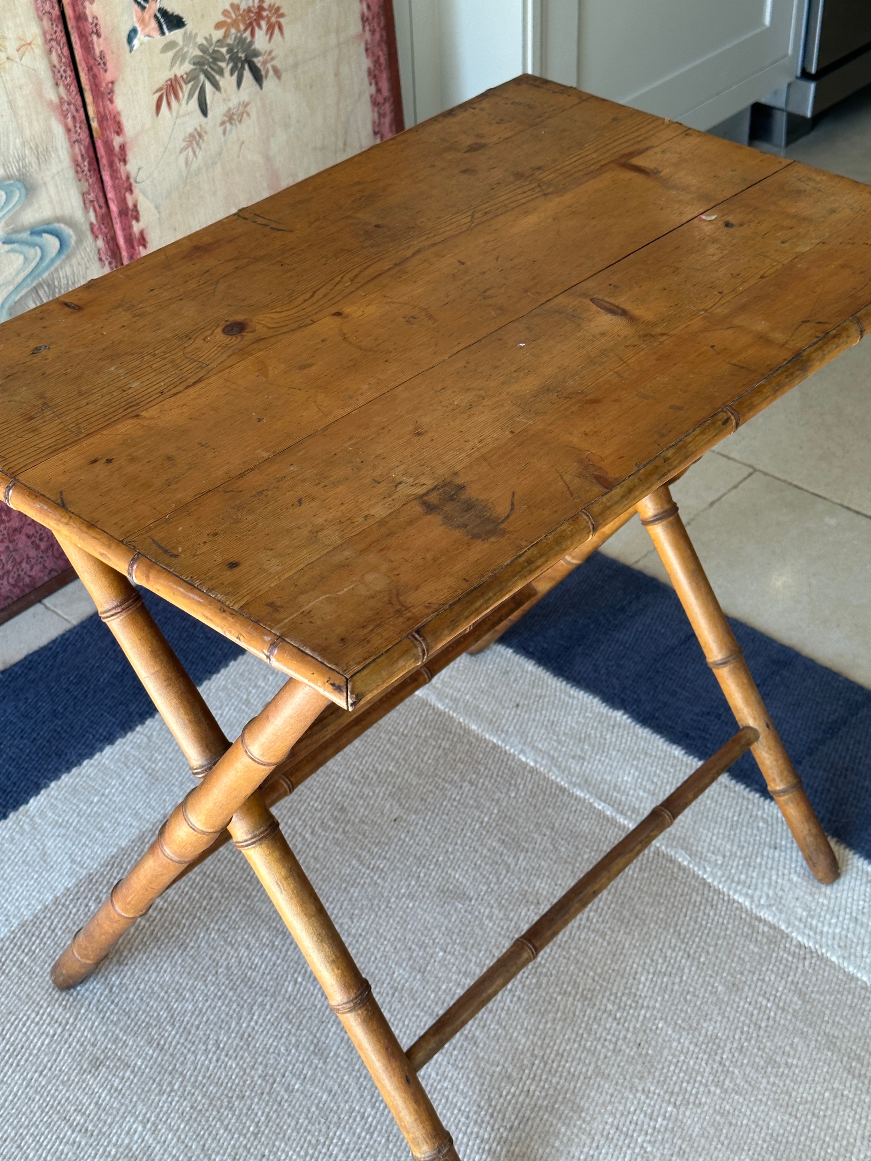 Lovely Folding Campaign Table with Simulated Bamboo Legs