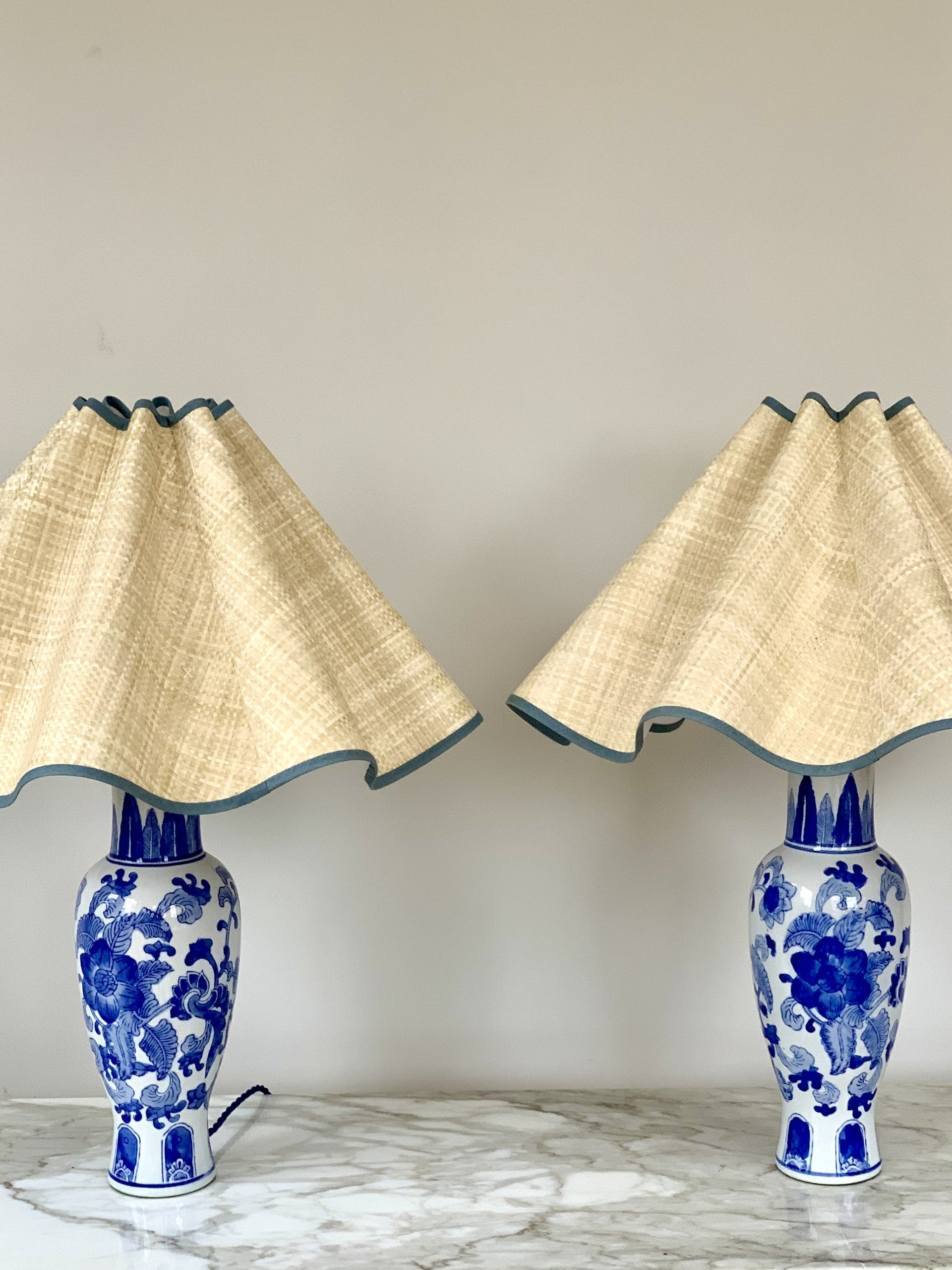 Pair of Vintage Chinese Blue and White table lamps