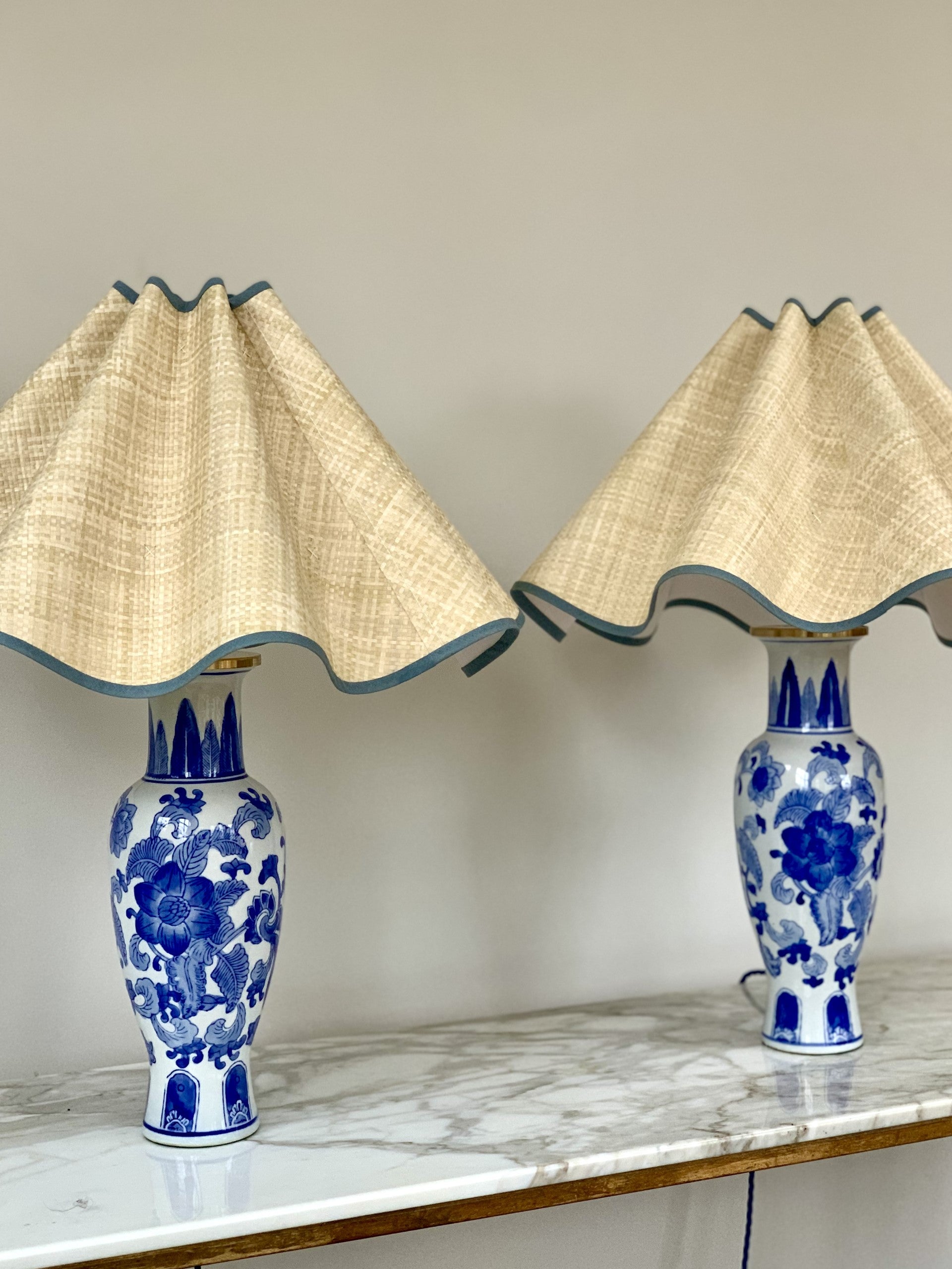 Pair of Vintage Chinese Blue and White table lamps