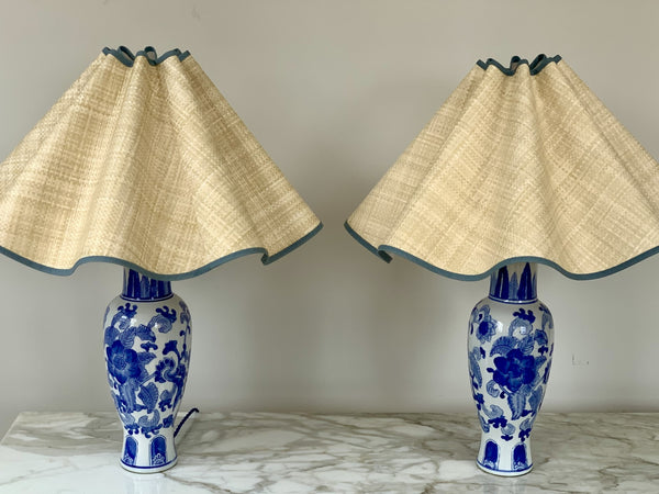 Pair of Vintage Chinese Blue and White table lamps
