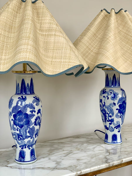 Pair of Vintage Chinese Blue and White table lamps