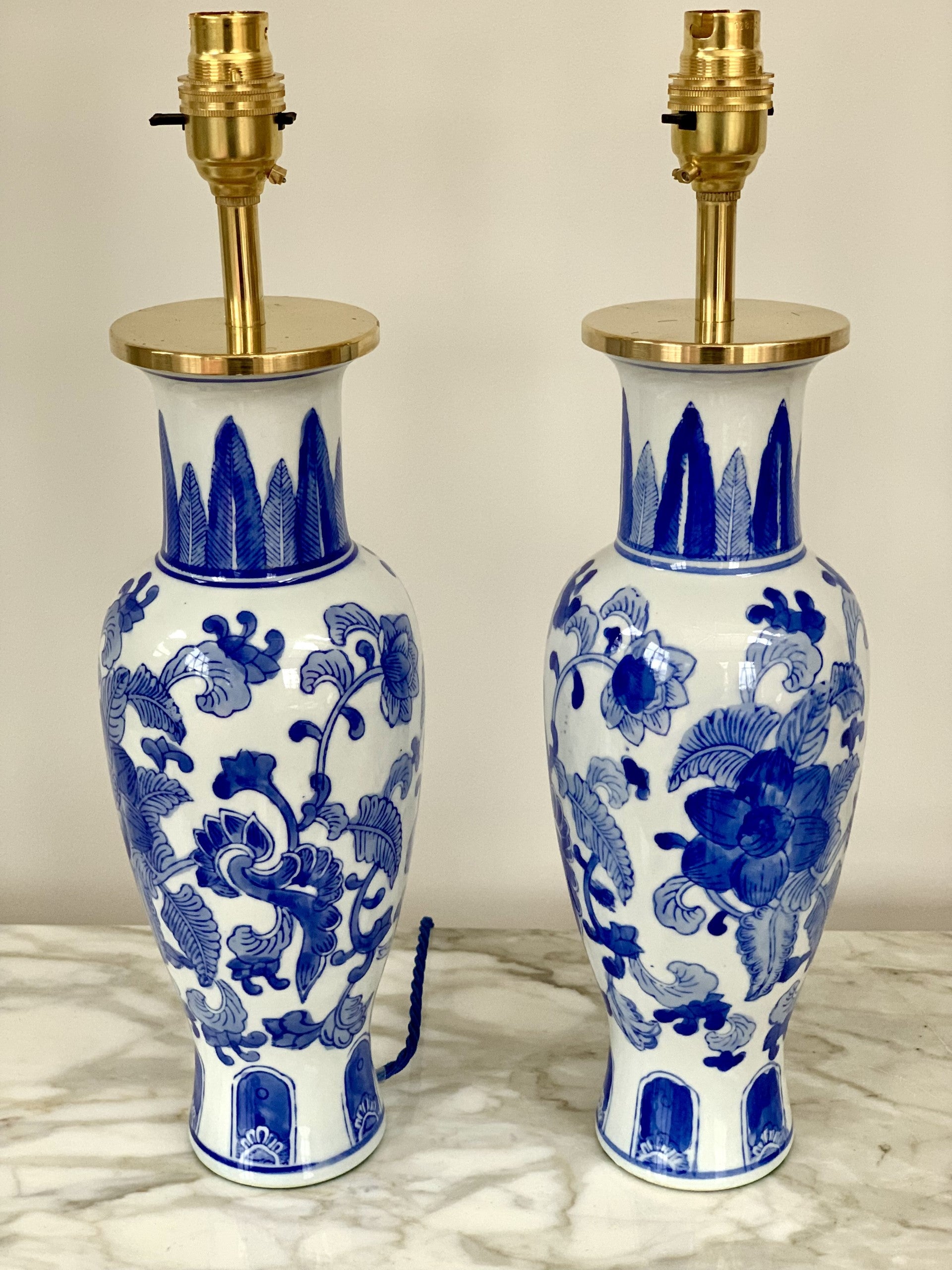 Pair of Vintage Chinese Blue and White table lamps