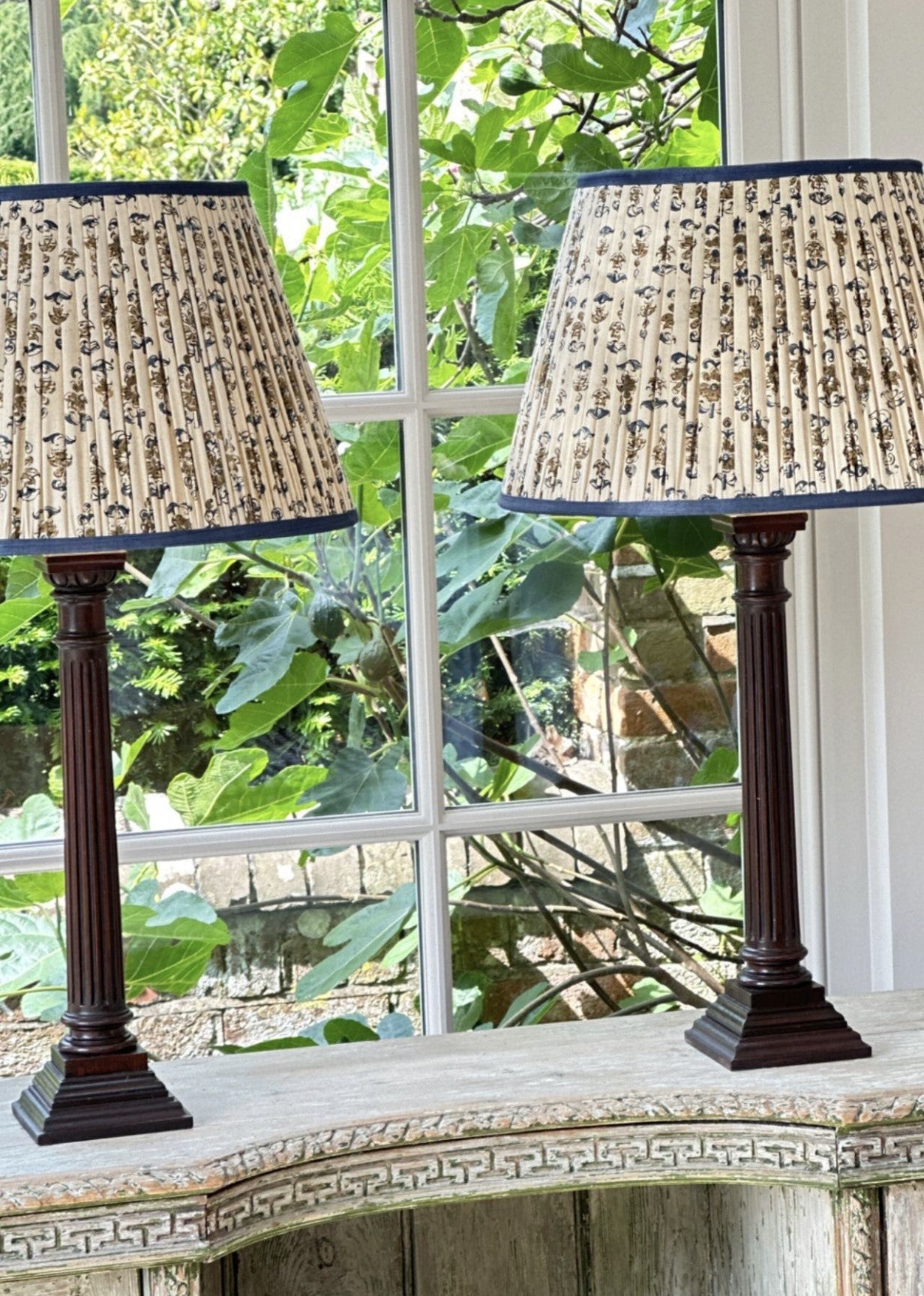 Pair of Converted Mahogany Column Lamps