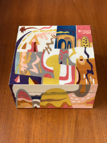 Large Marquetry Jewellery Box- Abstract