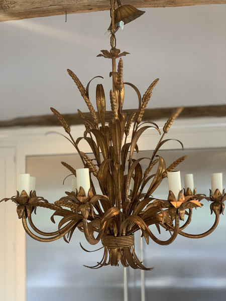 Large French Gilt Toleware Chandelier