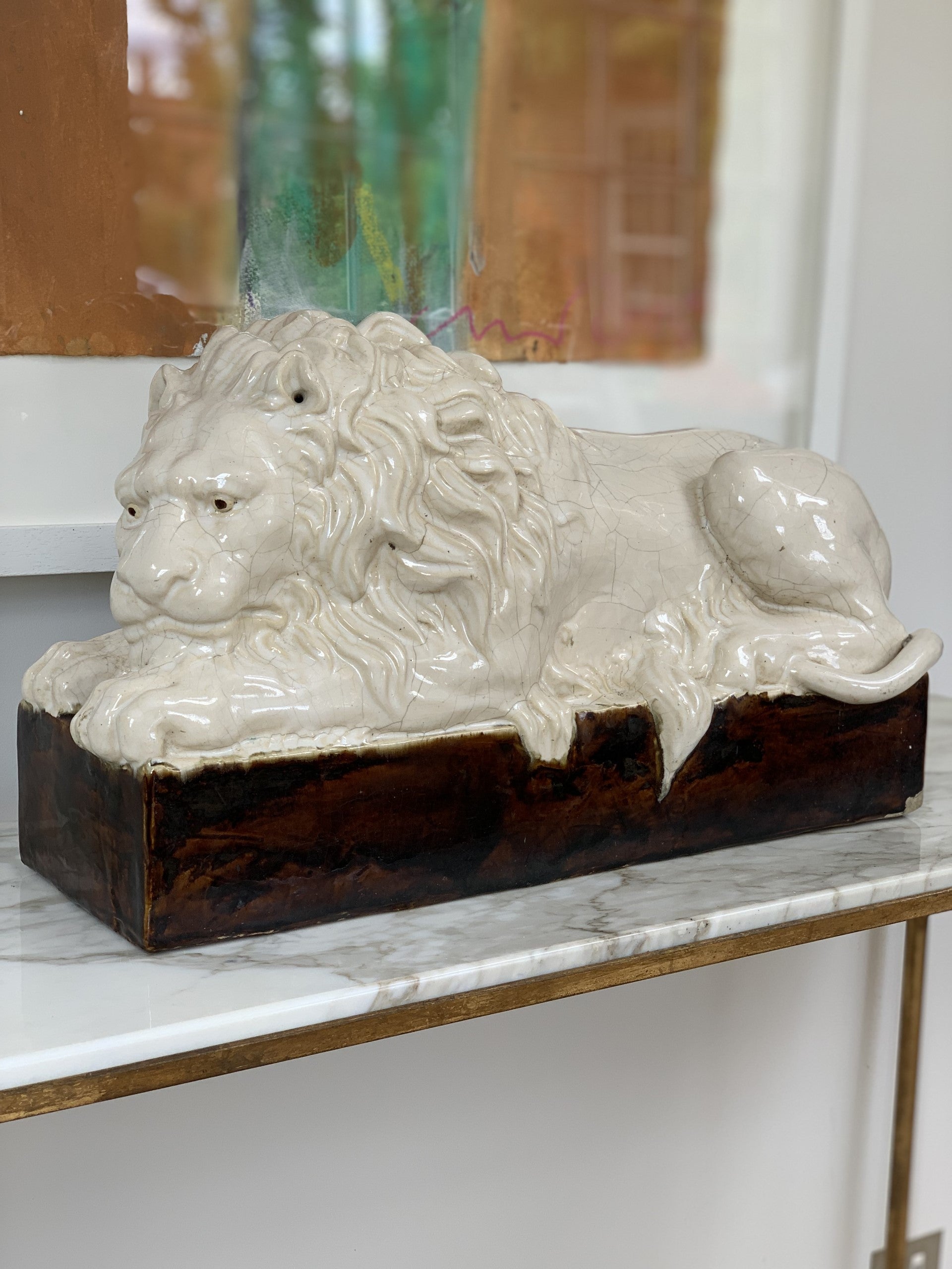 Glazed Ceramic Recumbent Lion