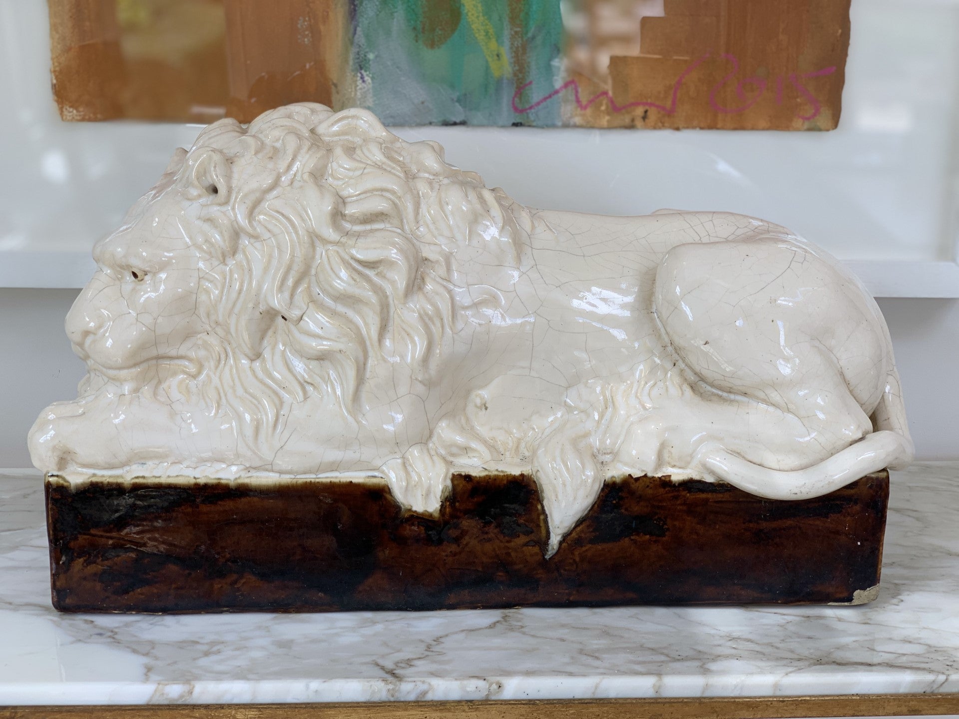 Glazed Ceramic Recumbent Lion