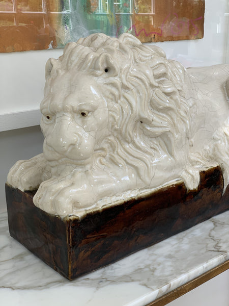 Glazed Ceramic Recumbent Lion