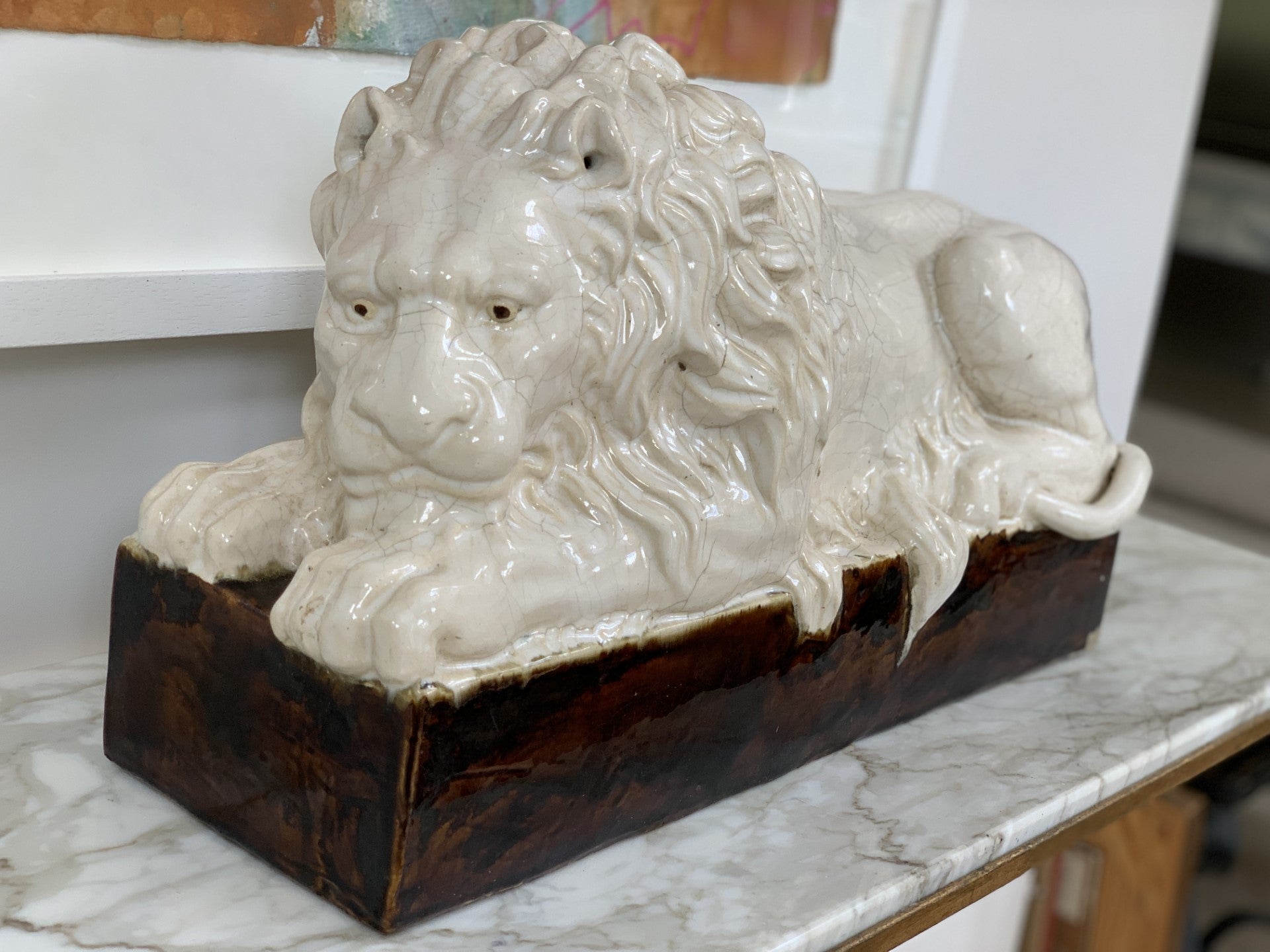 Glazed Ceramic Recumbent Lion