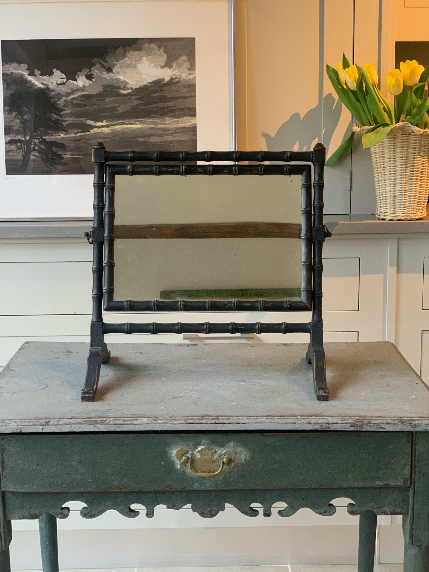 19th Century Faux Bamboo Table Mirror