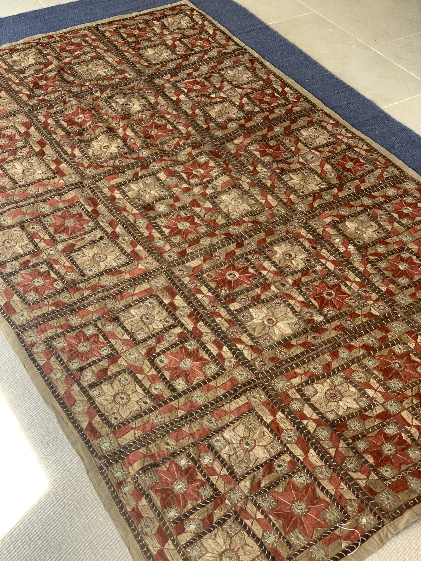 Vintage brown Indian Mirrored Textile