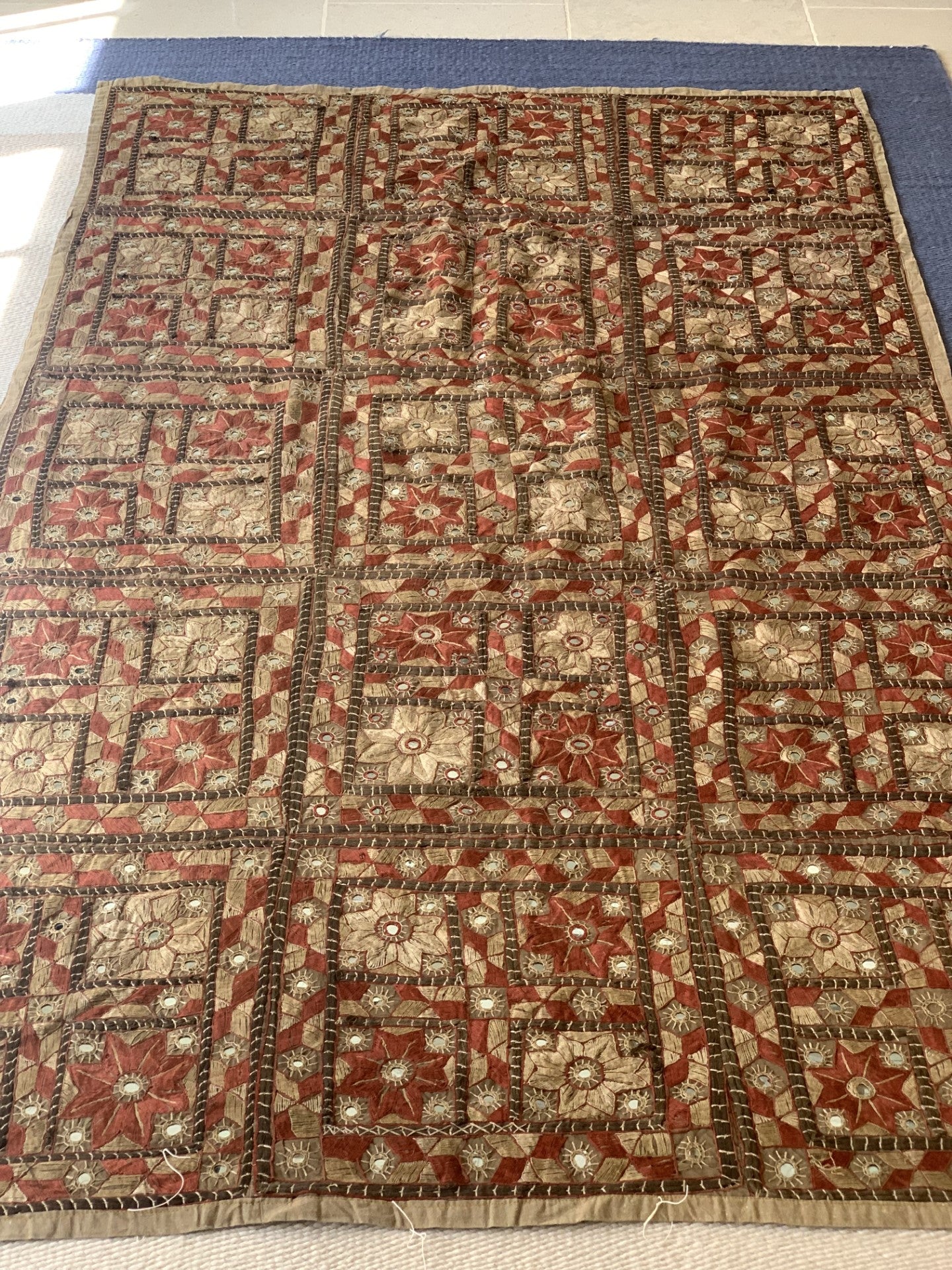 Vintage brown Indian Mirrored Textile