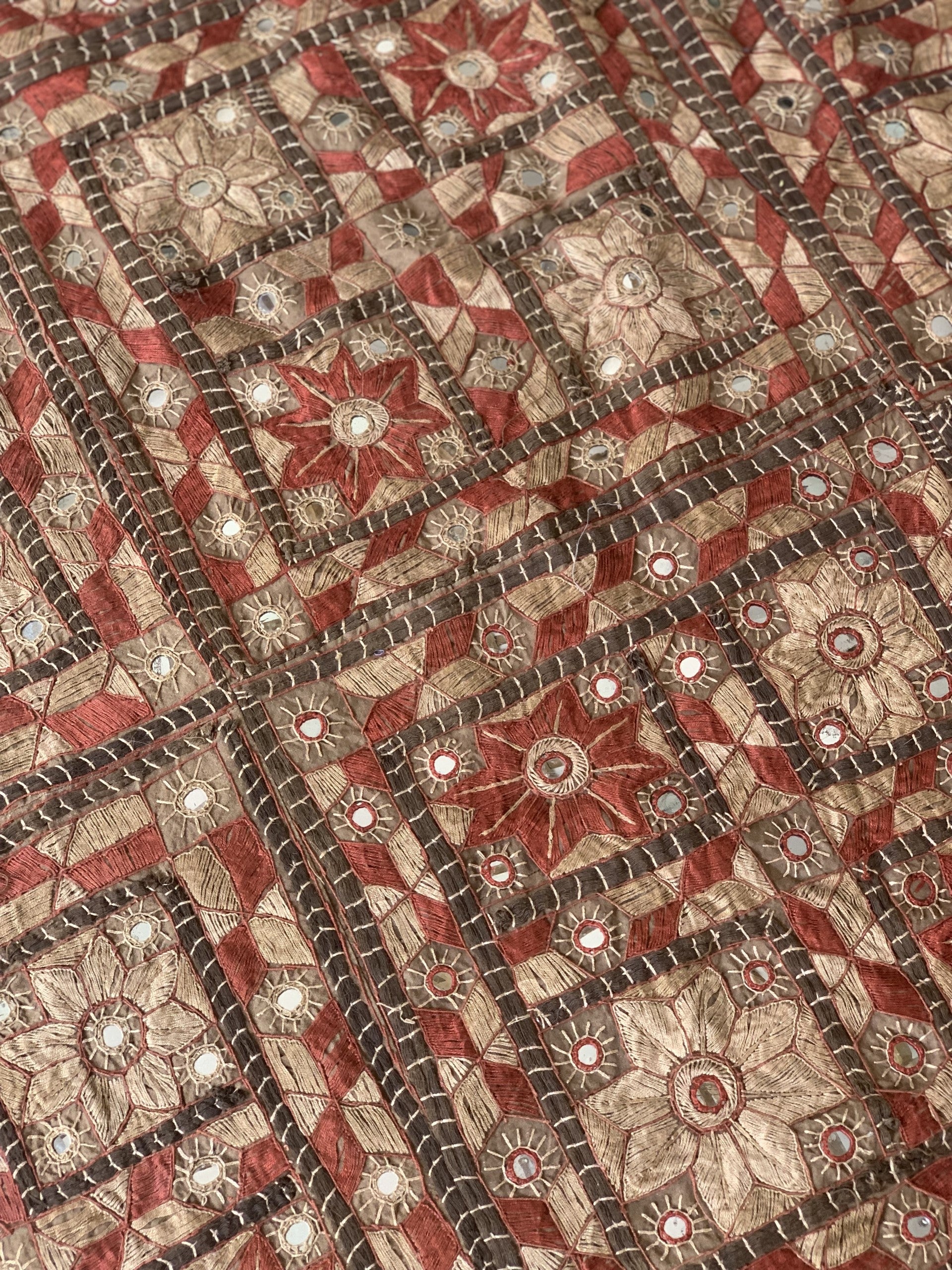 Vintage brown Indian Mirrored Textile