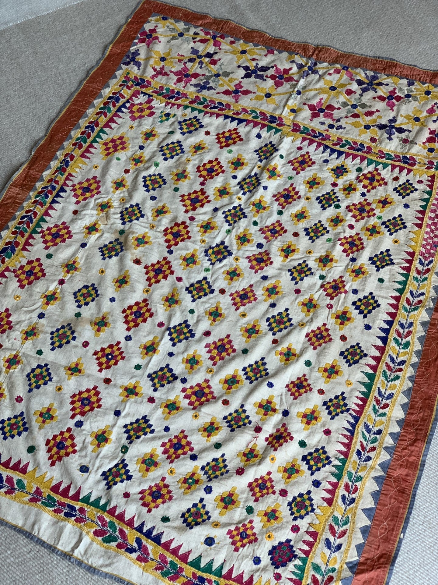 Vintage Embroidered Indian Textile